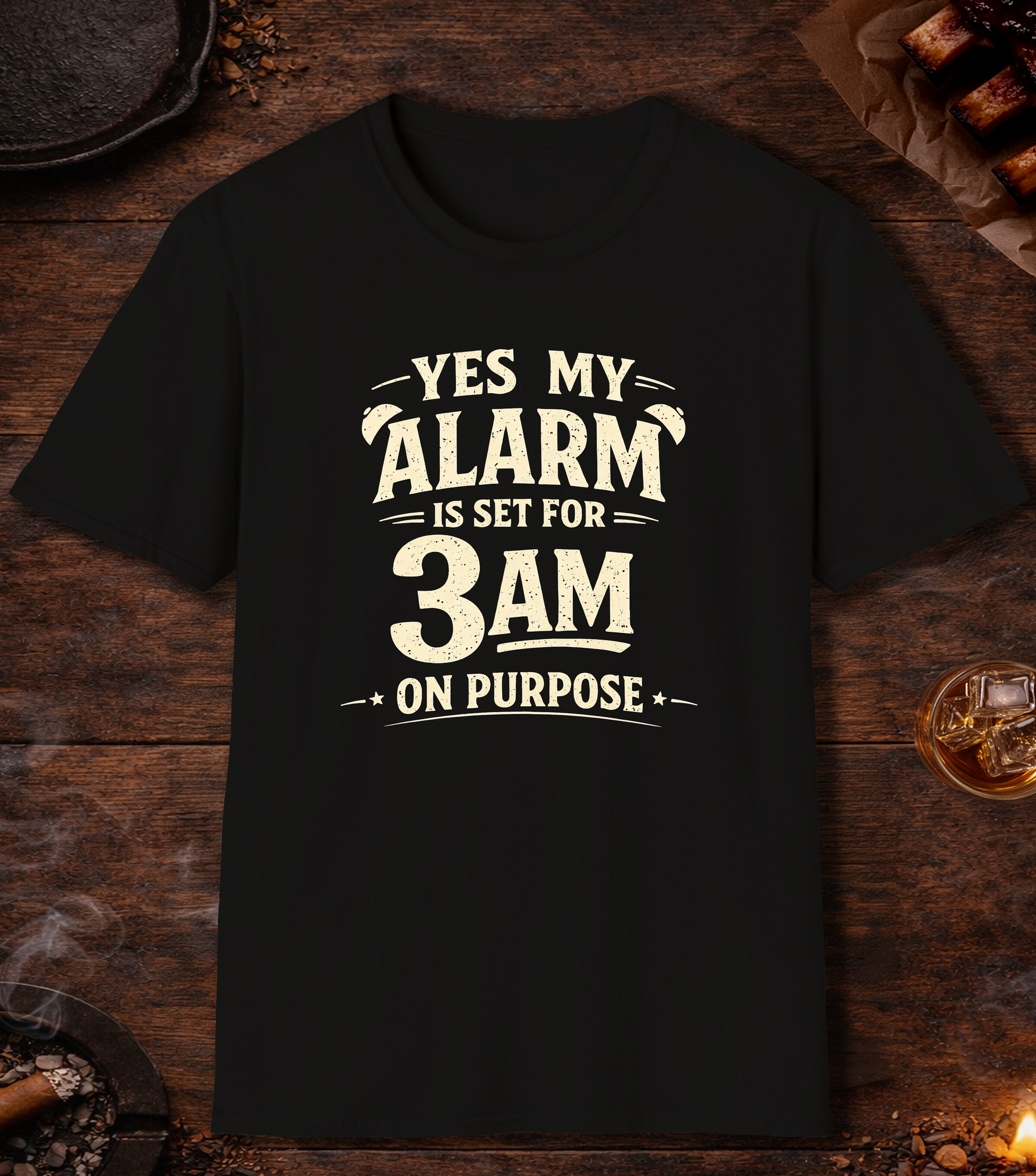 Alarm Set 3am On Purpose T-Shirt - Black