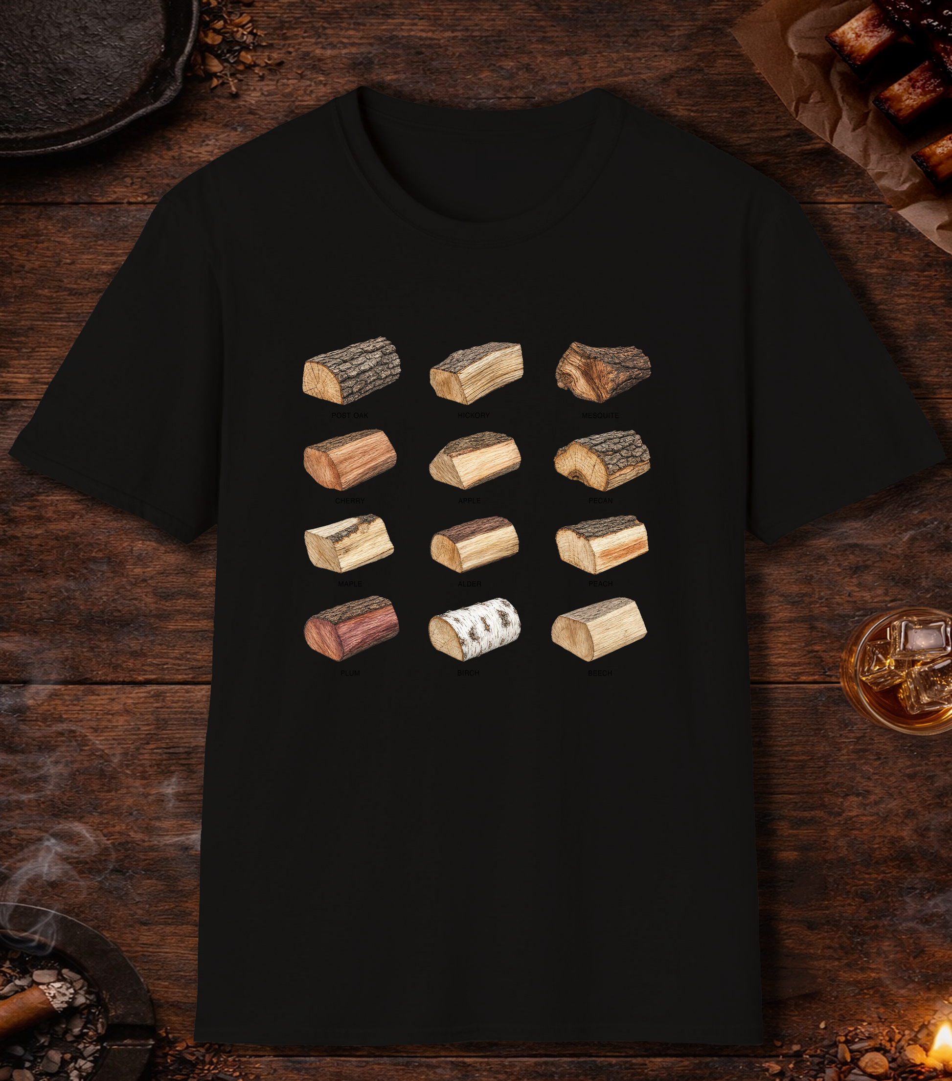 Smoking Wood Black T-Shirt - Black