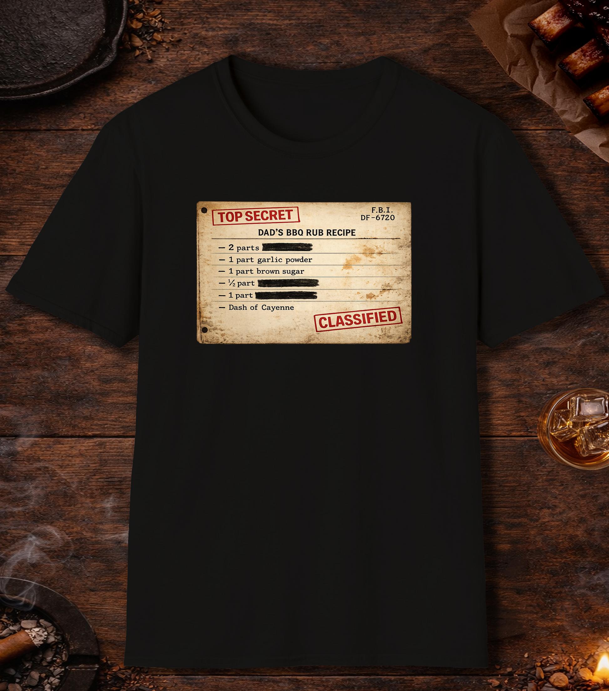 Dads BBQ Rub Recipe T-Shirt - Black