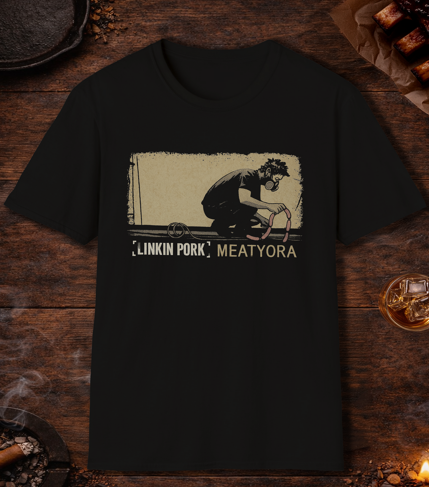 Linkin Pork Meatyora Parody T-Shirt - Black