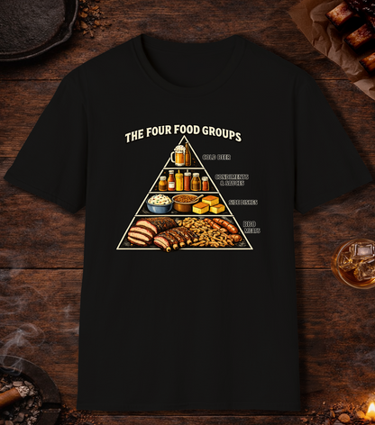 Four BBQ Food Groups T-Shirt - Black