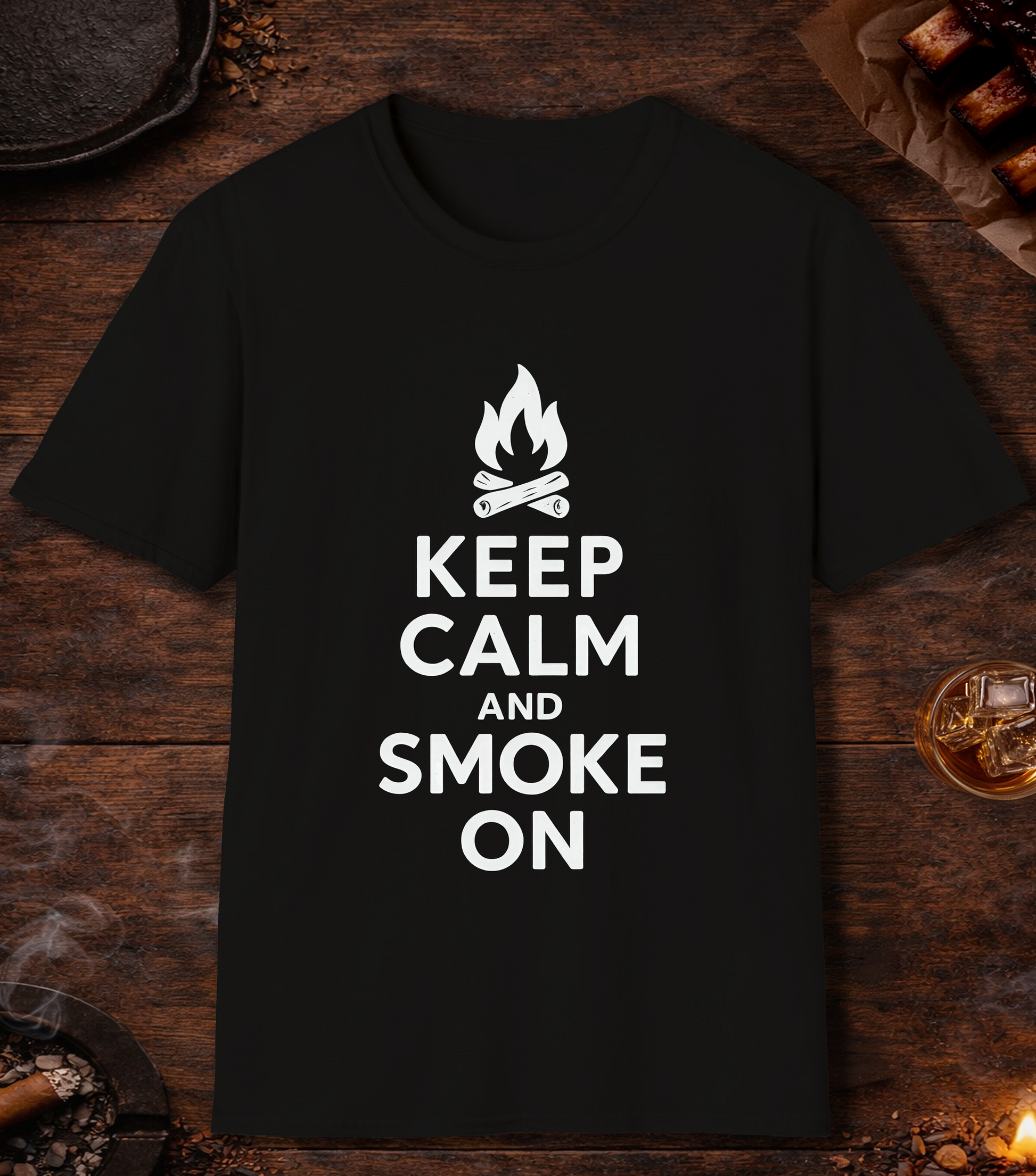 Keep Calm And Smoke On T-Shirt - Black