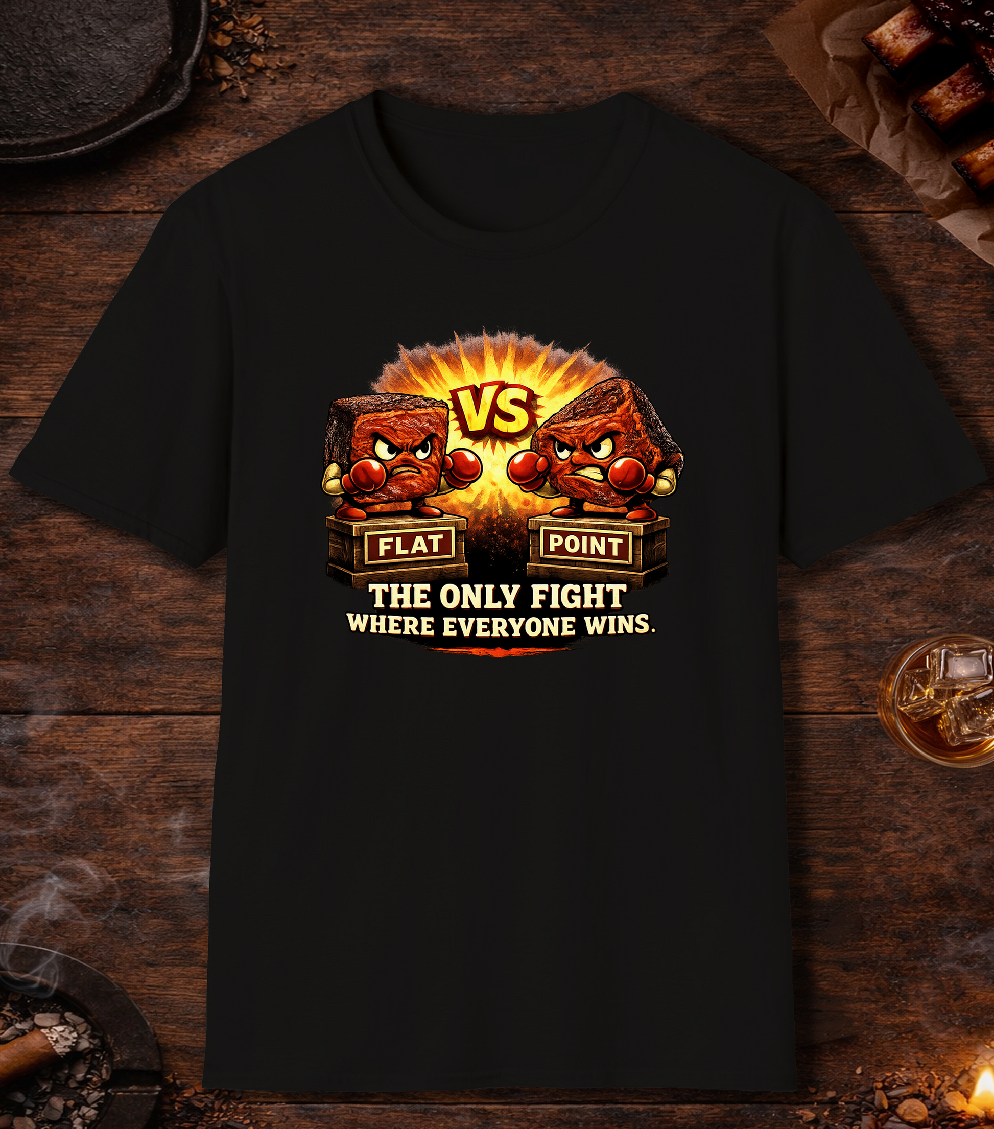 Flat Vs Point Fight T-Shirt - Black