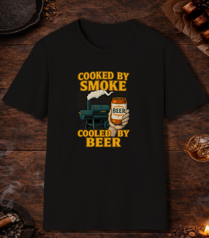 Cooked By Smoke Cooled By Beer T-Shirt - Black