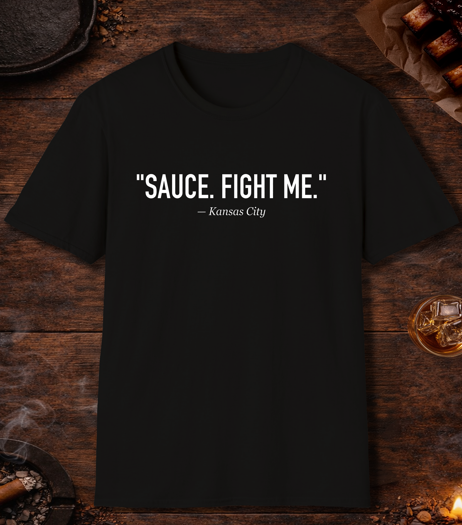 Sauce Fight Me Quote T-Shirt - Black