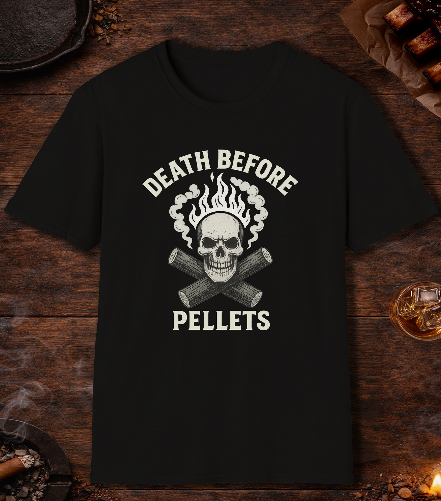 Death Before Pellets White T-Shirt - Black