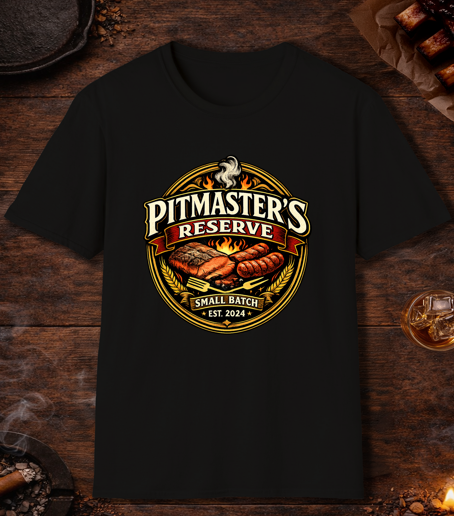 Pitmasters Reserve Beer Label T-Shirt - Black