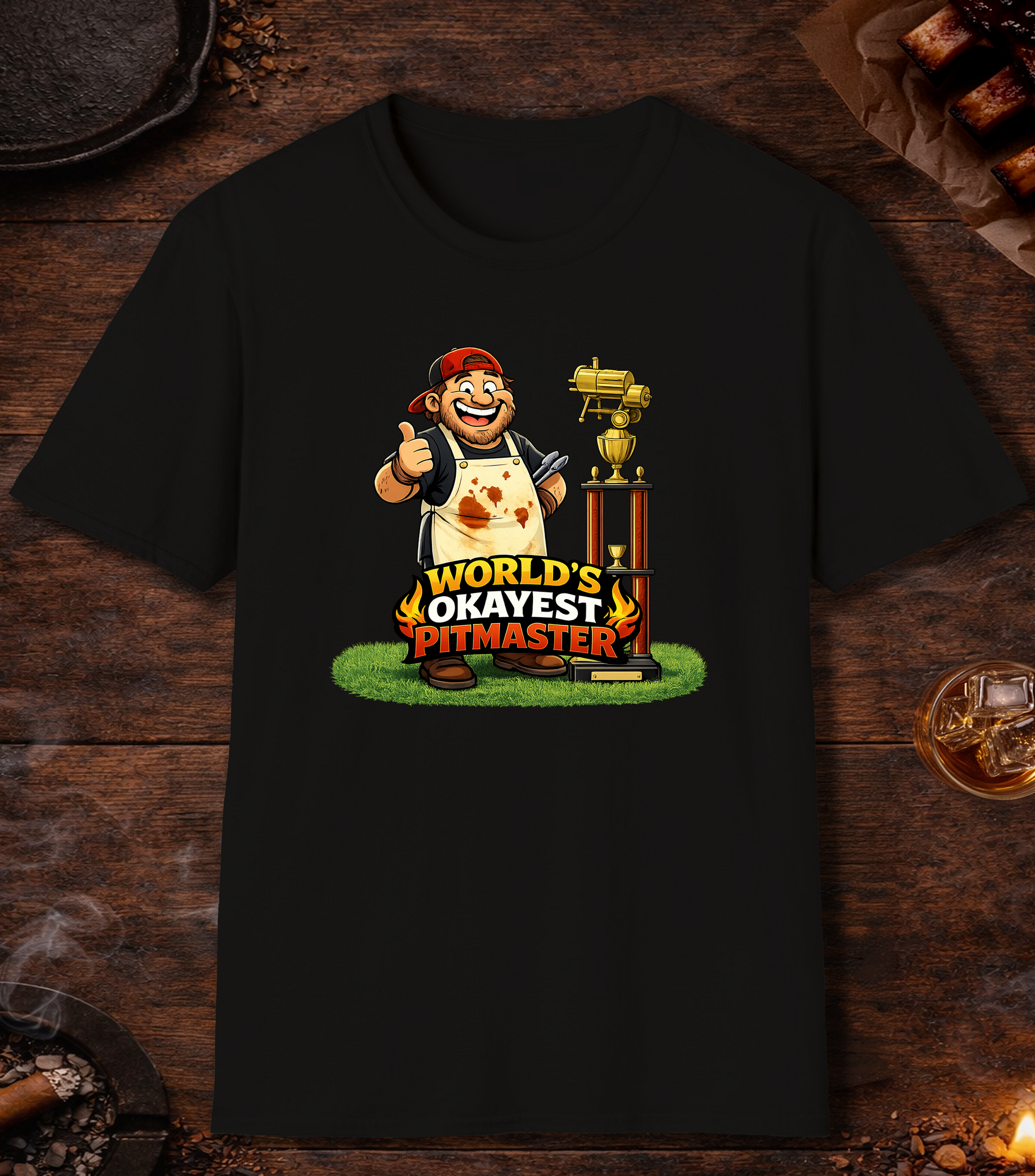 Worlds Okayest Pitmaster T-Shirt - Black