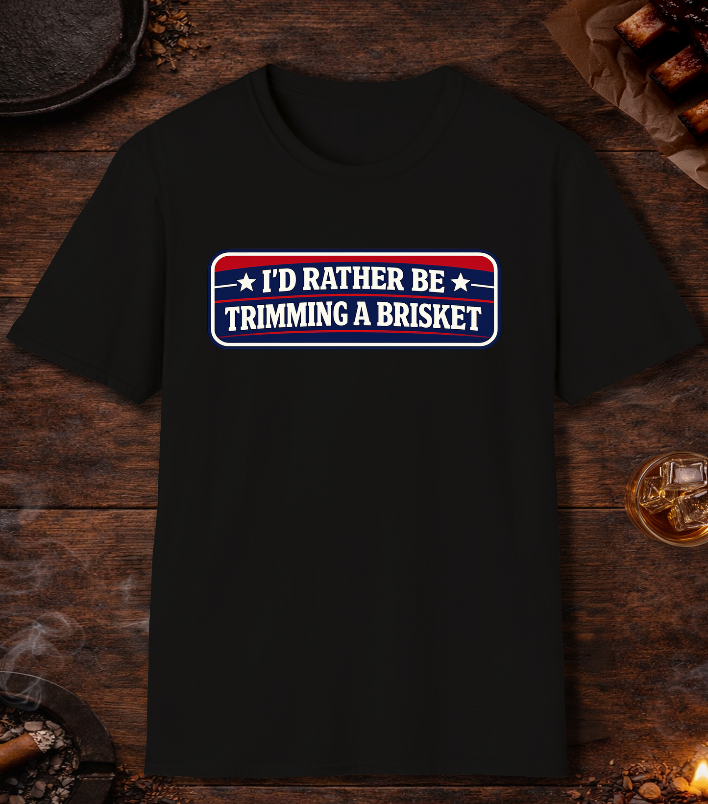 Rather Be Trimming Brisket T-Shirt - Black