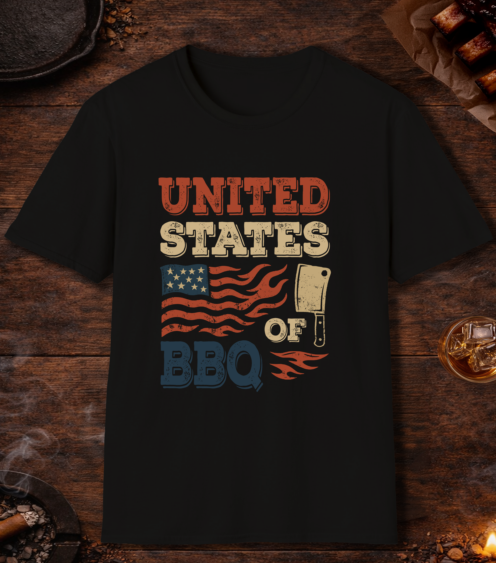 United States Of BBQ T-Shirt - Black