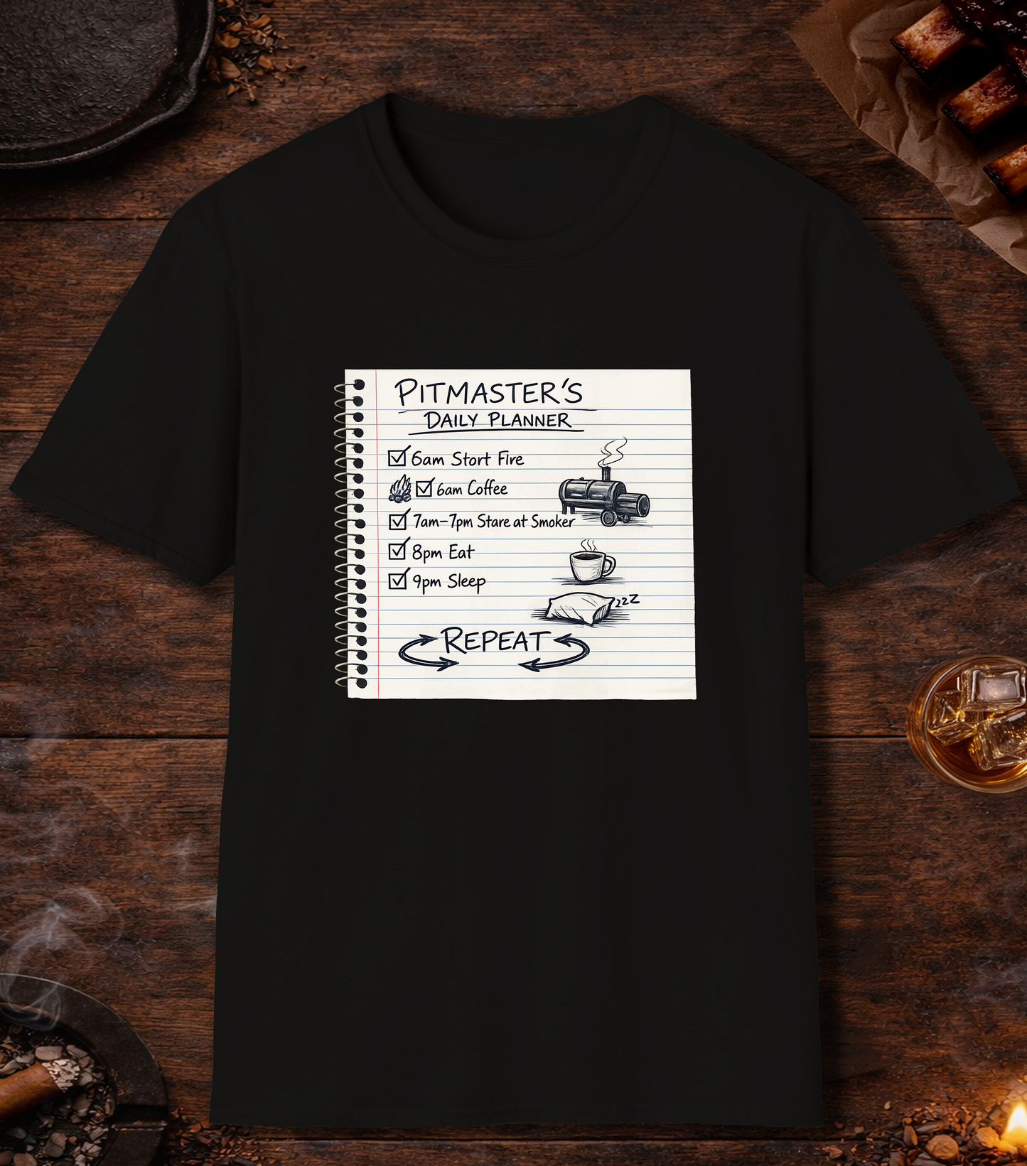Pitmasters Daily Planner T-Shirt - Black