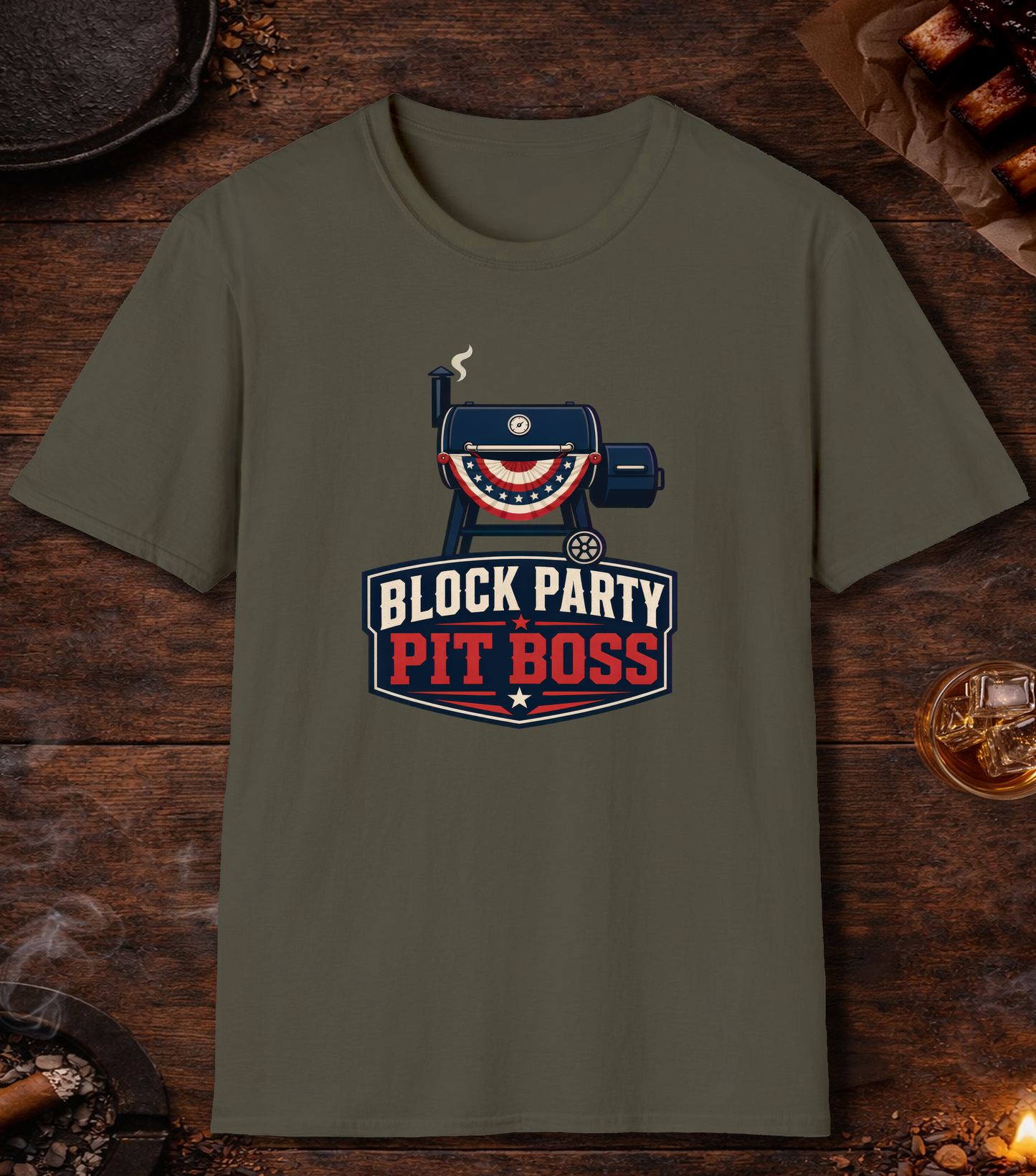 Block Party Pit Boss T-Shirt - Military Green