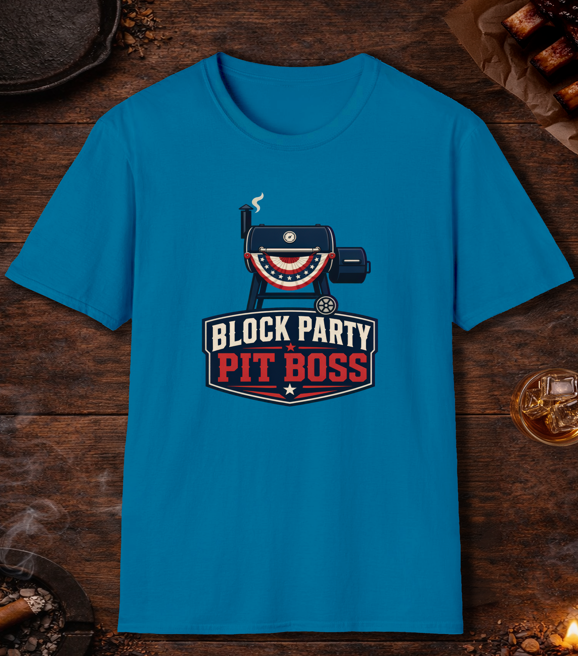 Block Party Pit Boss T-Shirt - Sapphire