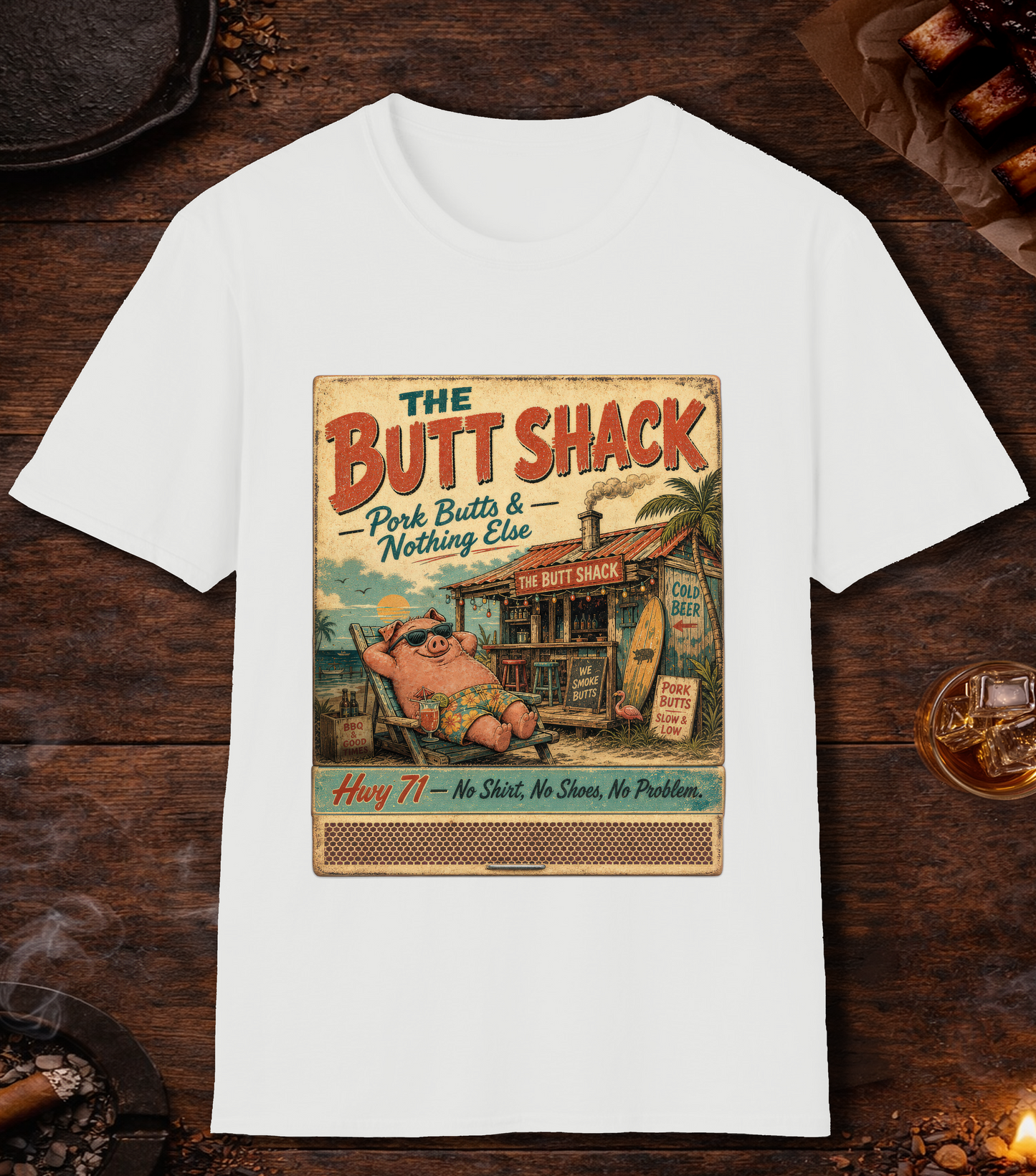 Butt Shack Matchbook T-Shirt - White