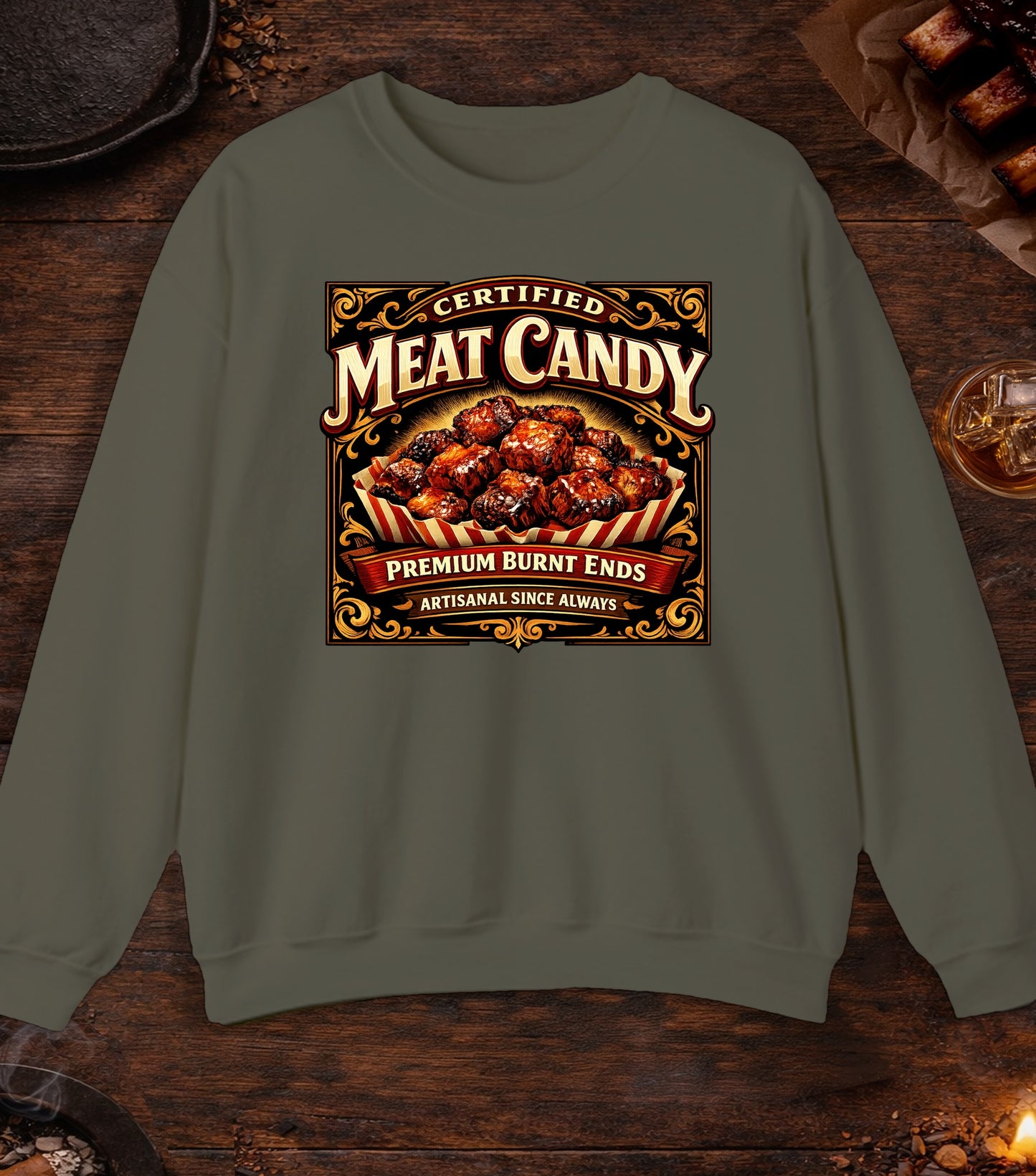 Certified Meat Candy Crewneck - Military Green