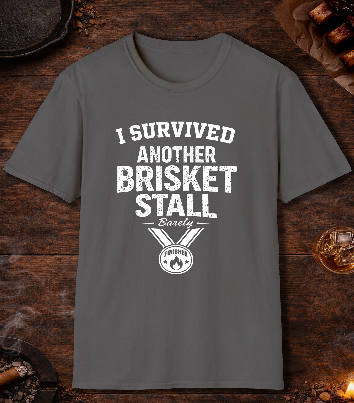 I Survived Another Brisket Stall T-Shirt - Charcoal