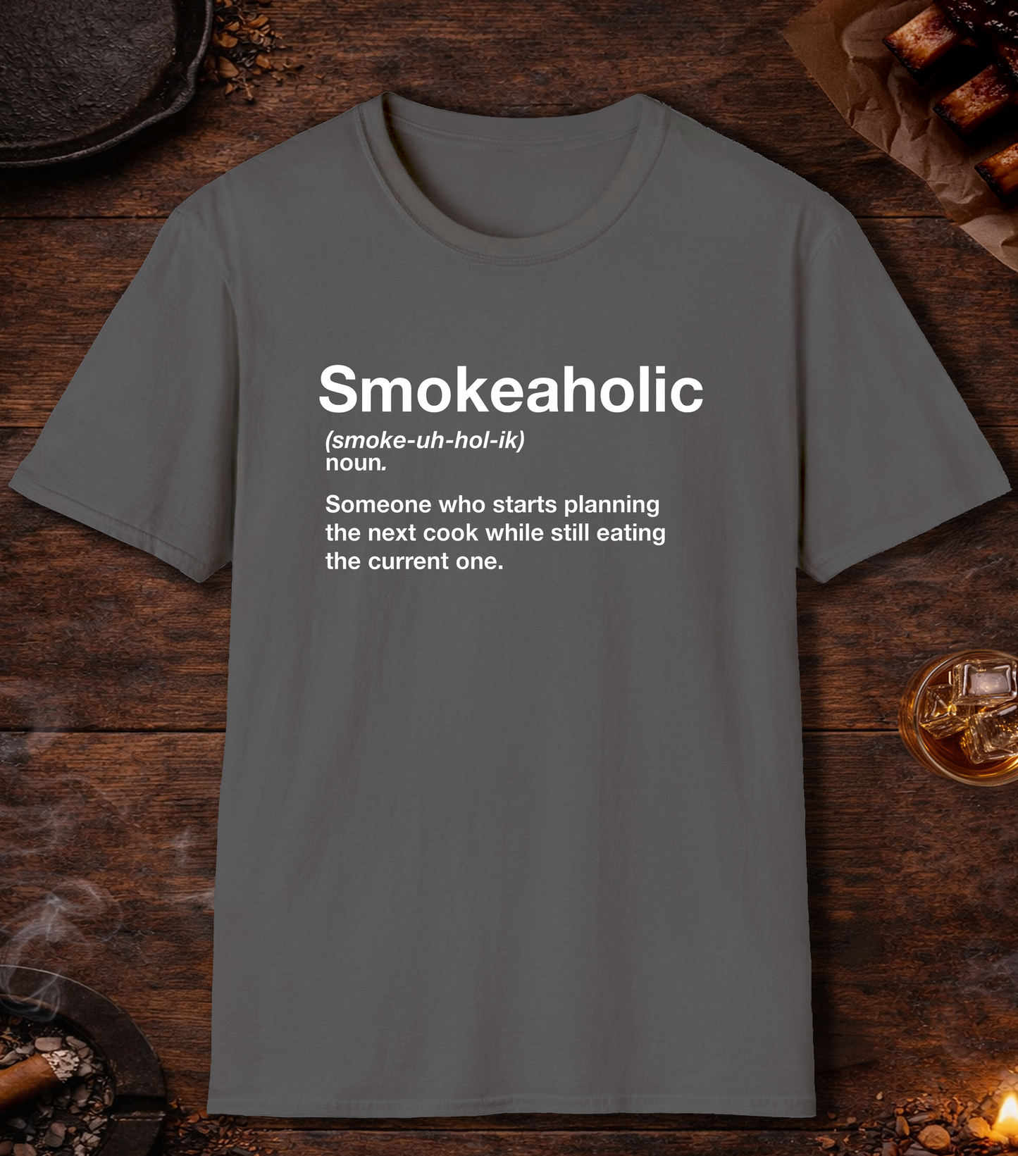 Smokeaholic Transparent T-Shirt - Charcoal