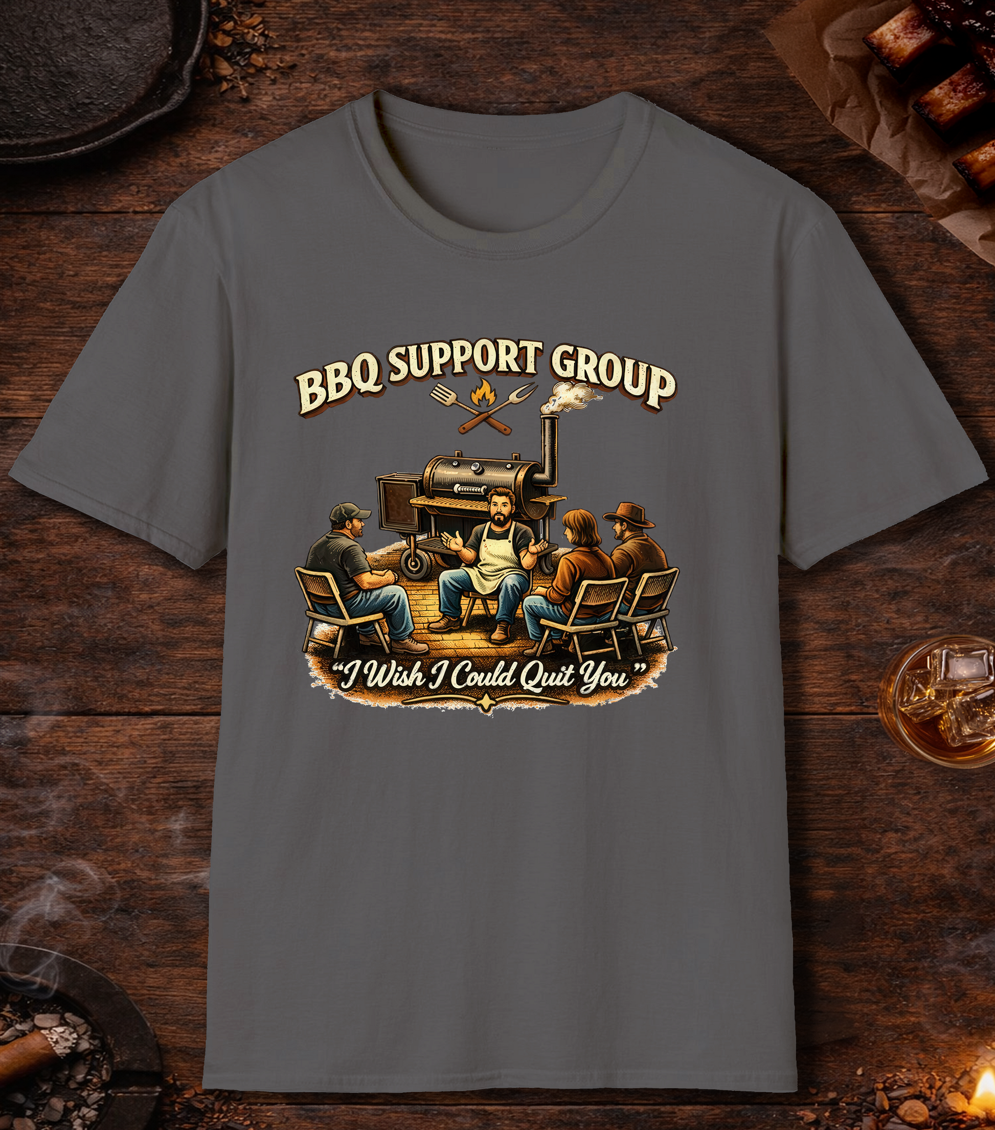BBQ Support Group T-Shirt - Charcoal