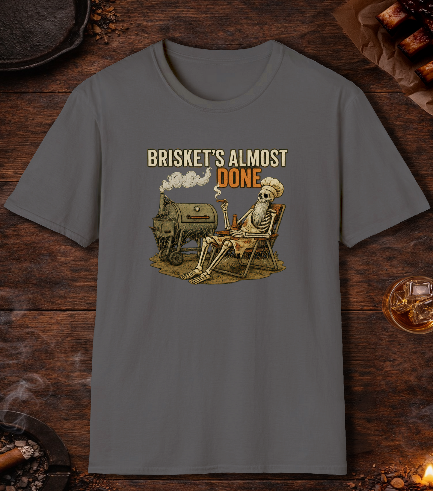 Briskets Almost Done T-Shirt - Charcoal