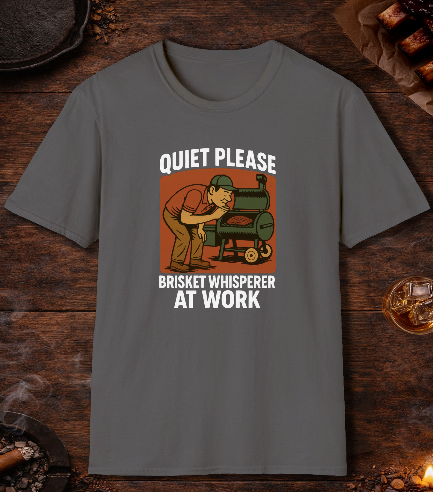 Brisket Whisperer T-Shirt - Charcoal