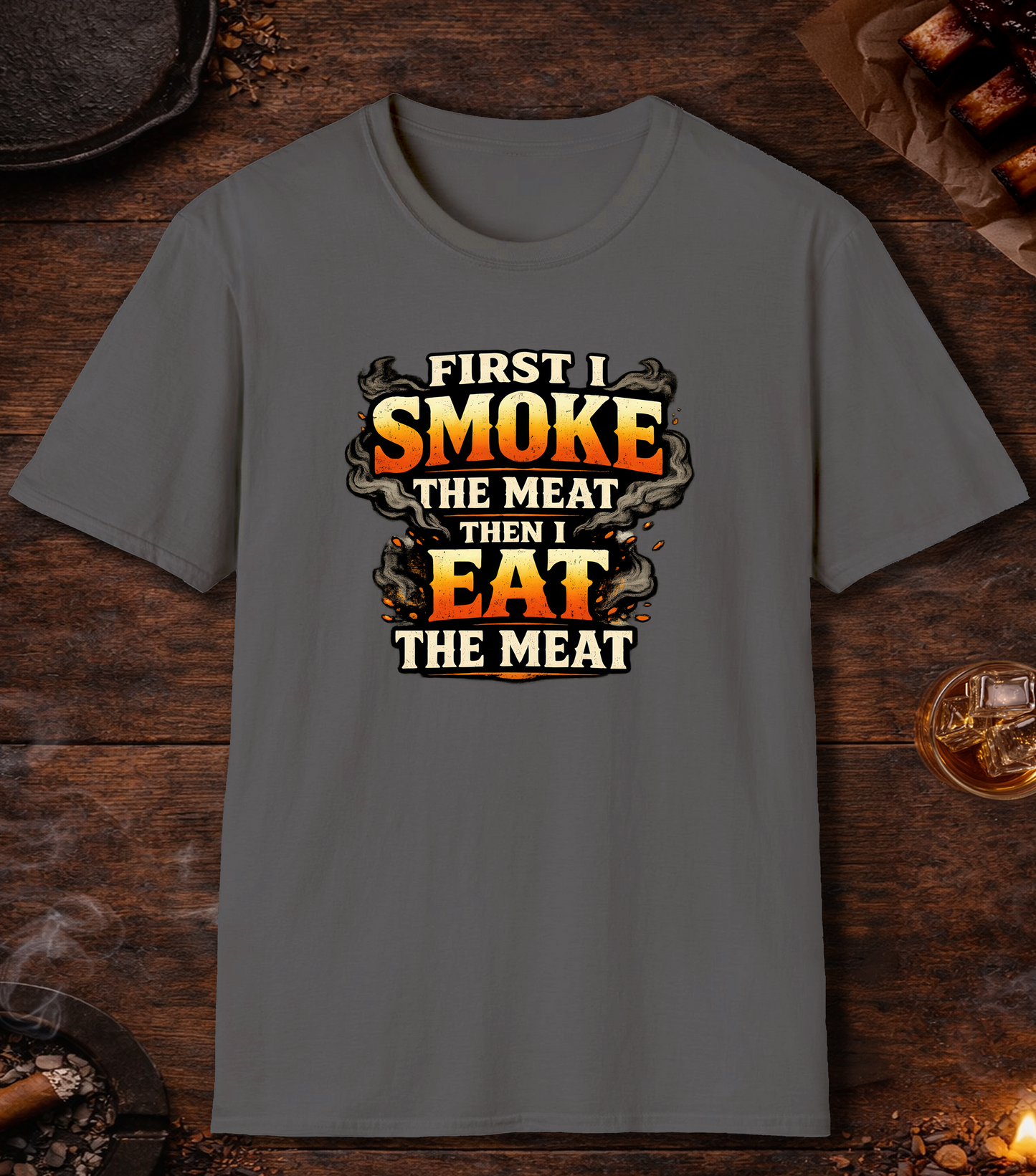 First Smoke Then Eat T-Shirt - Charcoal