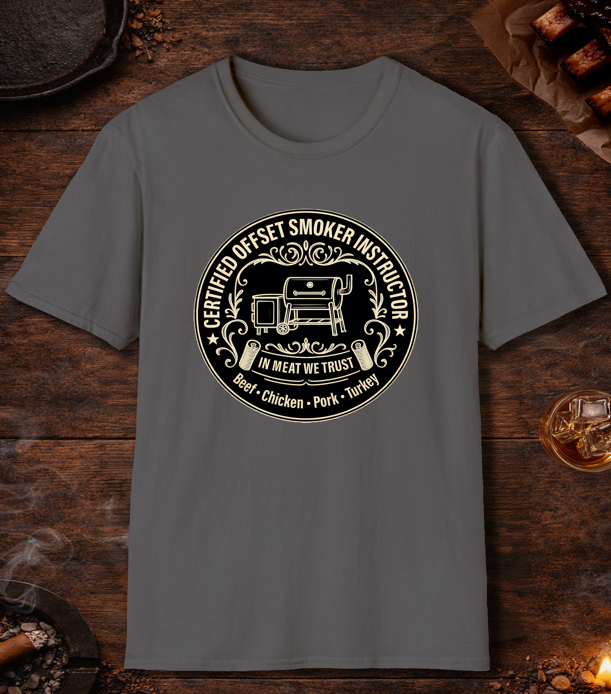 Certified Offset Smoker Instructor T-Shirt - Charcoal