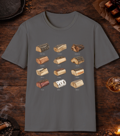 Smoking Wood White T-Shirt - Charcoal