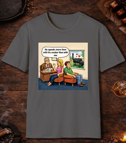 Spends More Time With Smoker Than Me T-Shirt - Charcoal