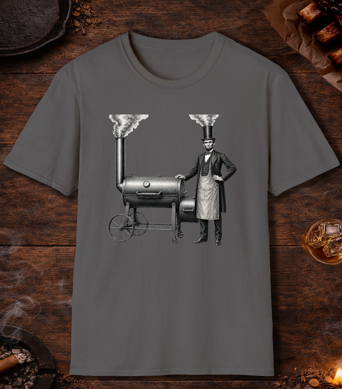 Abe Lincoln Stovetop T-Shirt - Charcoal