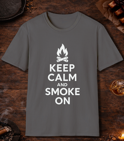Keep Calm And Smoke On T-Shirt - Charcoal