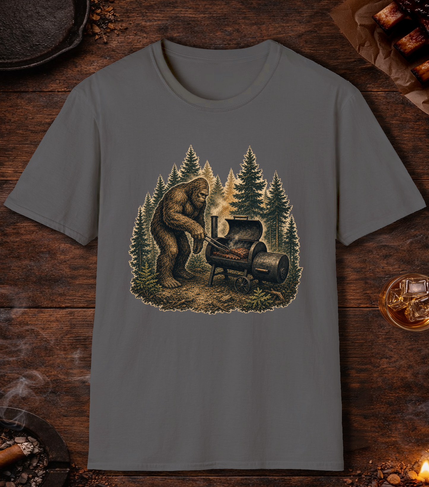 Bigfoot Smoker T-Shirt - Charcoal