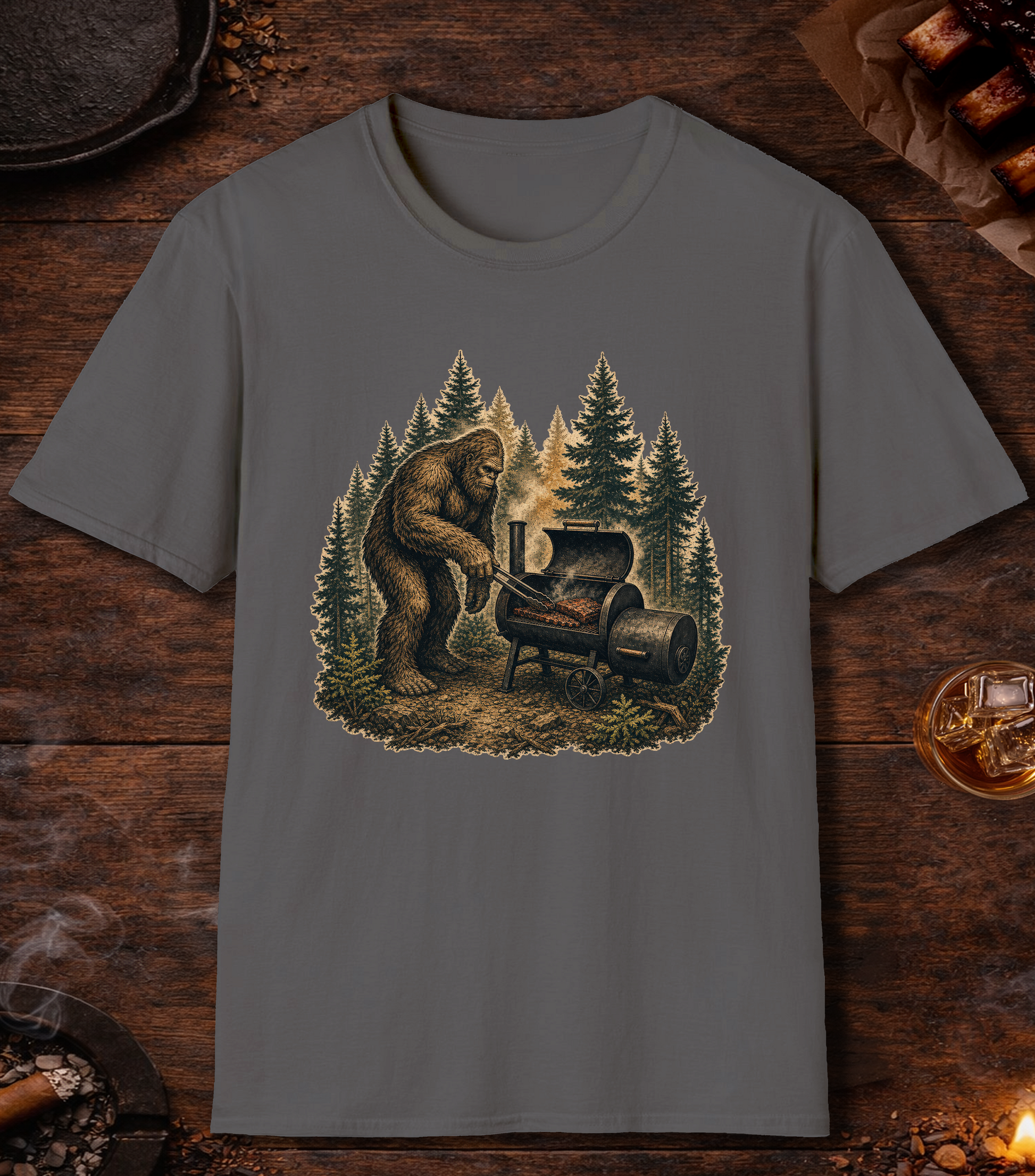 Bigfoot Smoker T-Shirt - Charcoal
