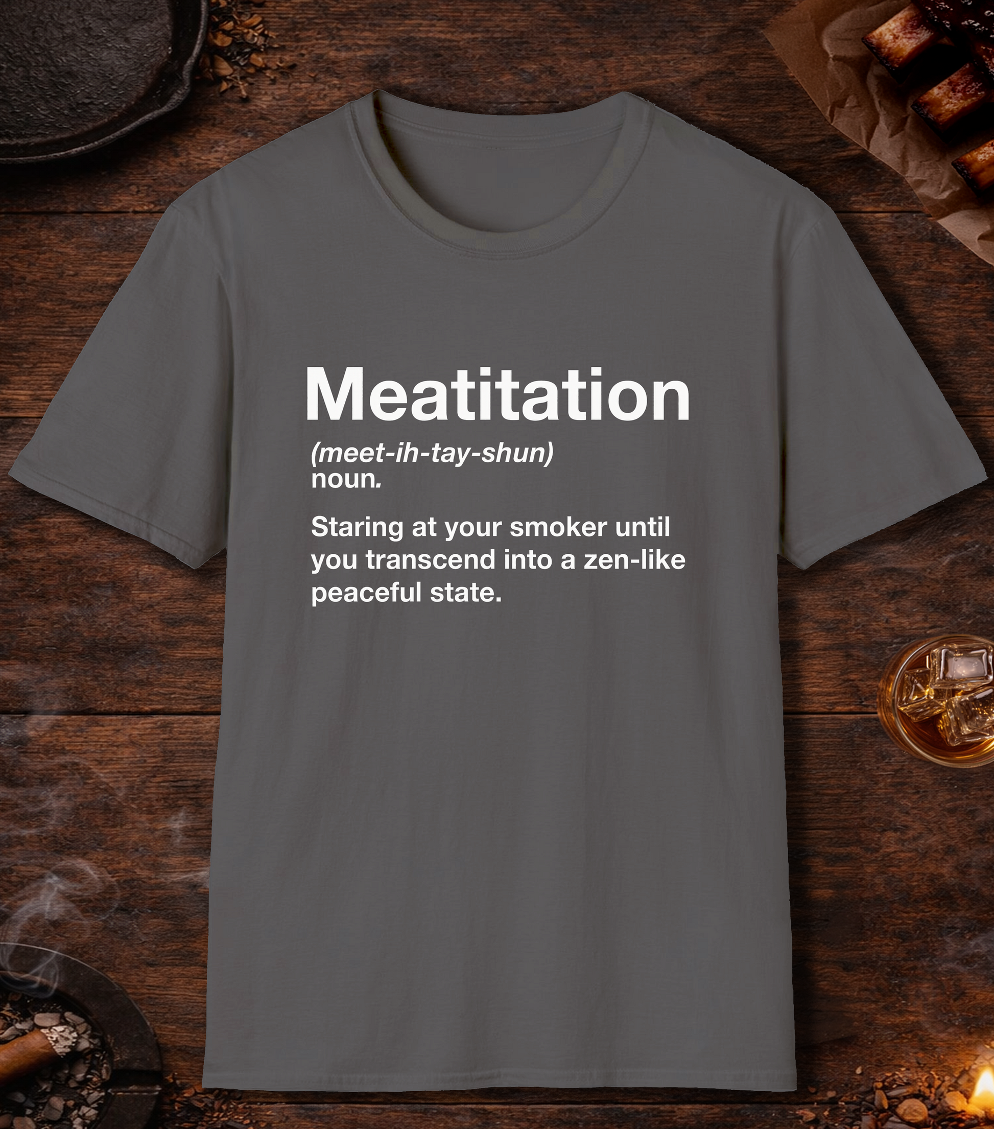 Meatitation Definition T-Shirt - Charcoal