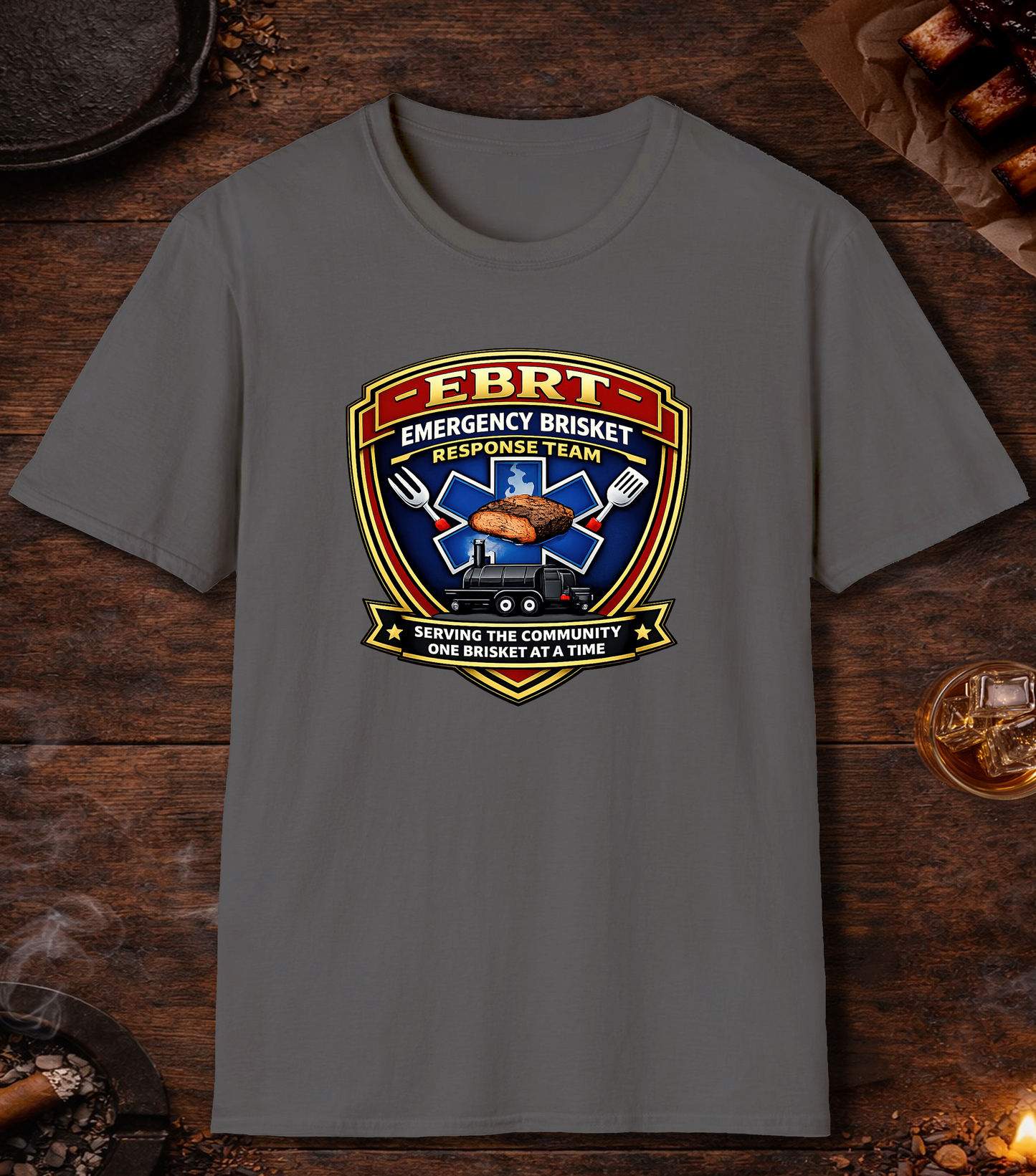 Emergency Brisket Response T-Shirt - Charcoal
