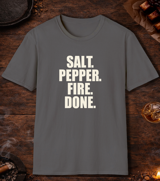 Salt Pepper Fire Done T-Shirt - Charcoal