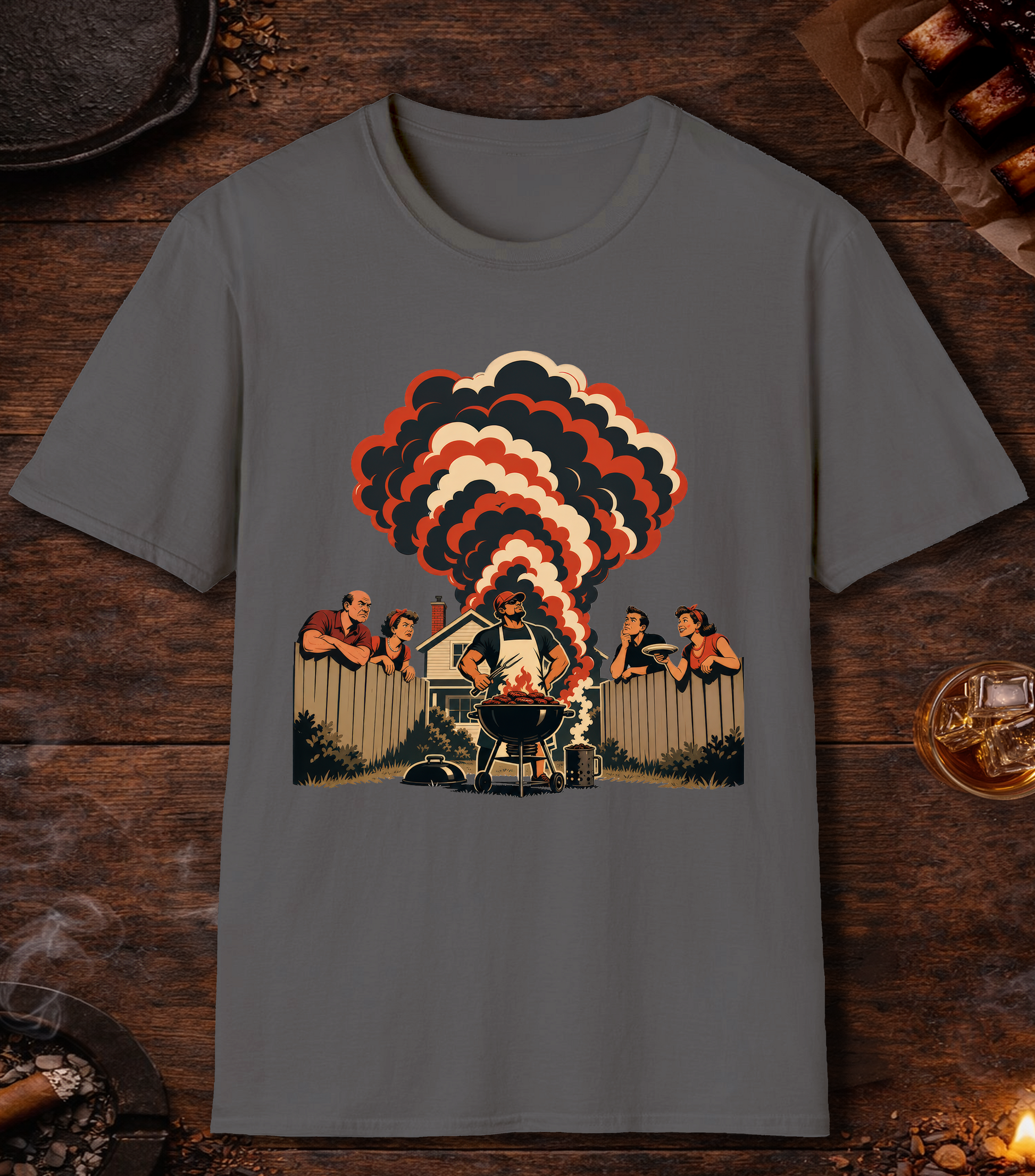 Neighborhood BBQ King T-Shirt - Charcoal