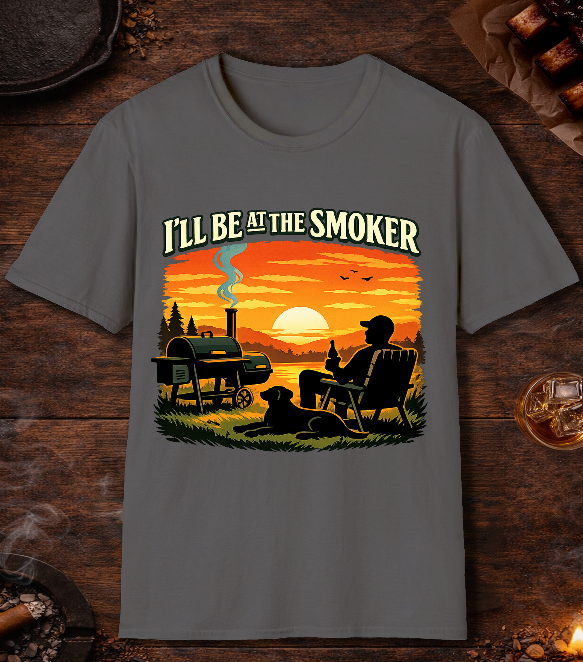 Ill Be At The Smoker T-Shirt - Charcoal