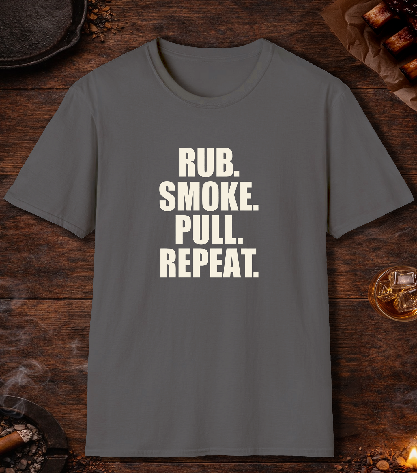 Rub Smoke Pull Repeat T-Shirt - Charcoal