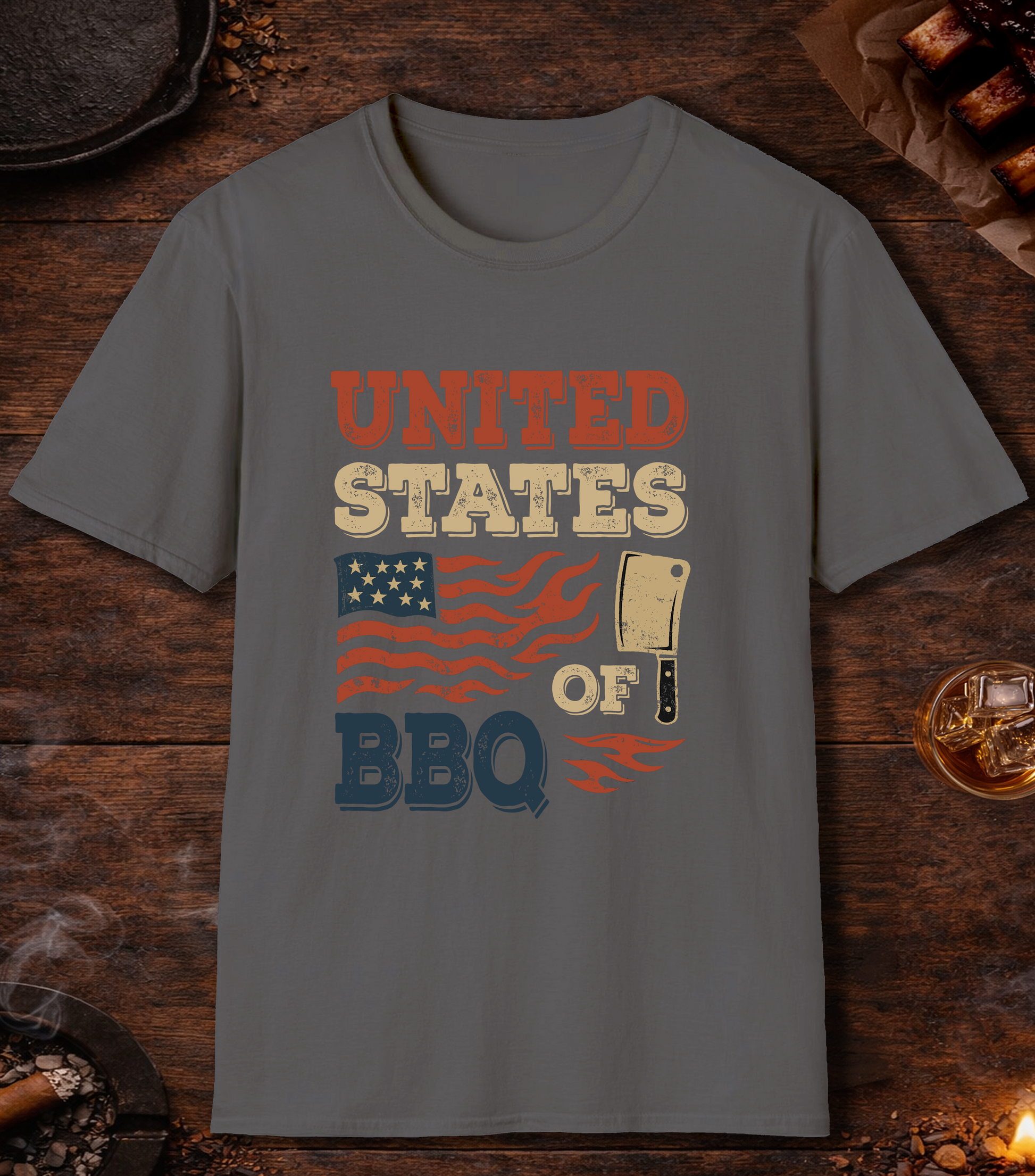 United States Of BBQ T-Shirt - Charcoal