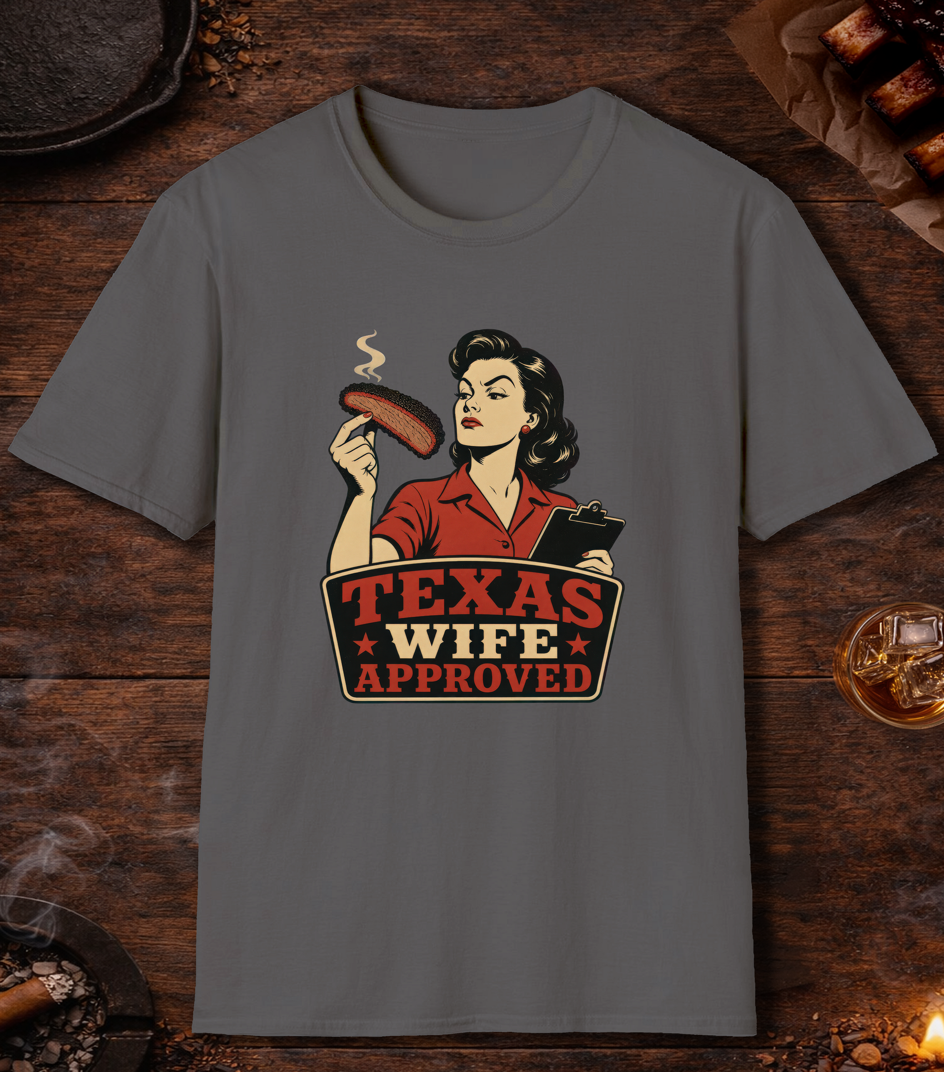 Texas Wife Approved T-Shirt - Charcoal