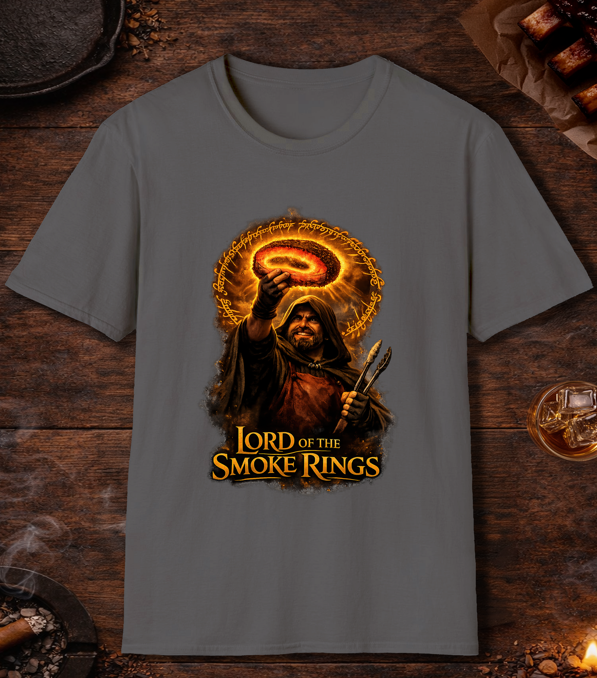 Lord Of The Smoke Rings Parody T-Shirt - Charcoal