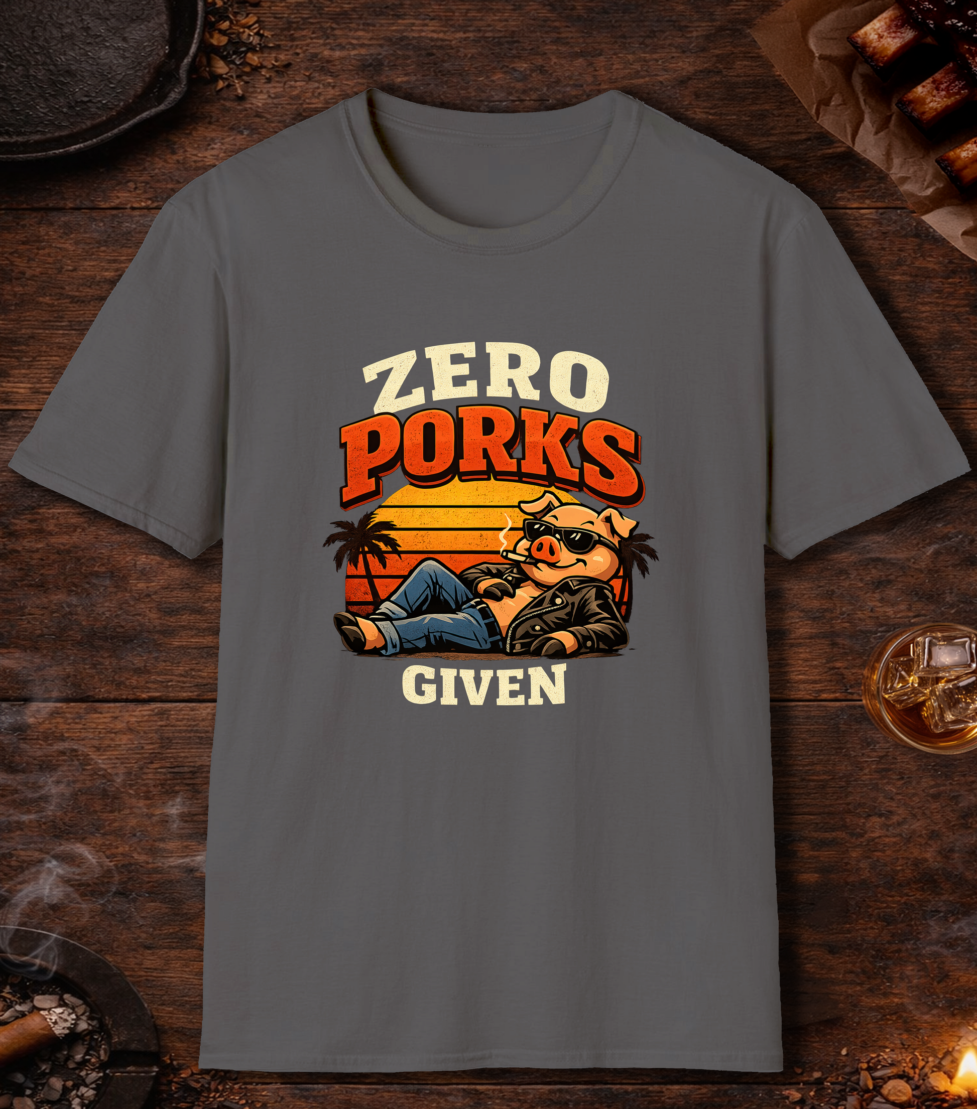 Zero Porks Given T-Shirt - Charcoal