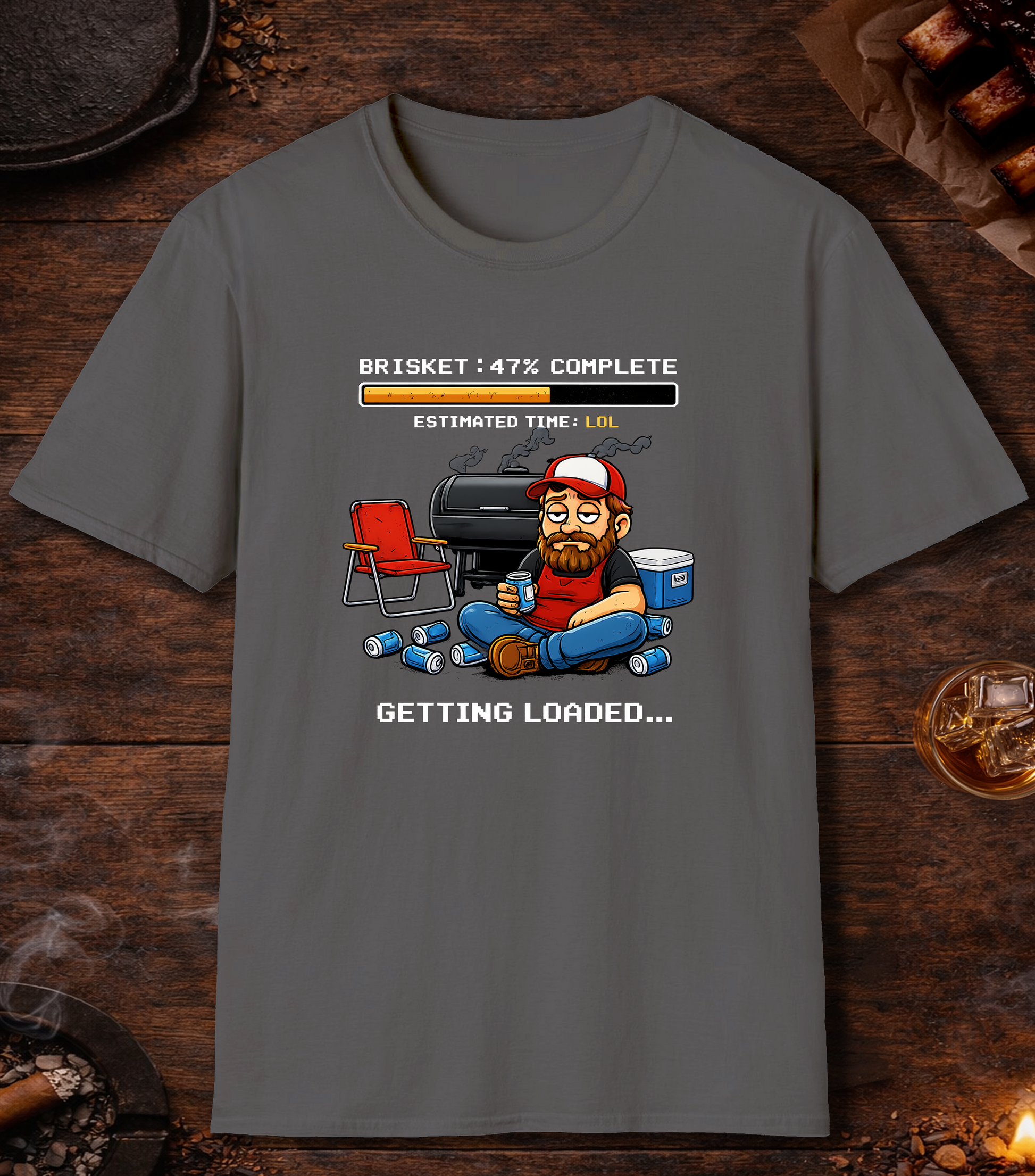 Brisket Getting Loaded T-Shirt - Charcoal