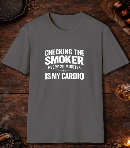 Checking The Smoker Is My Cardio T-Shirt - Charcoal