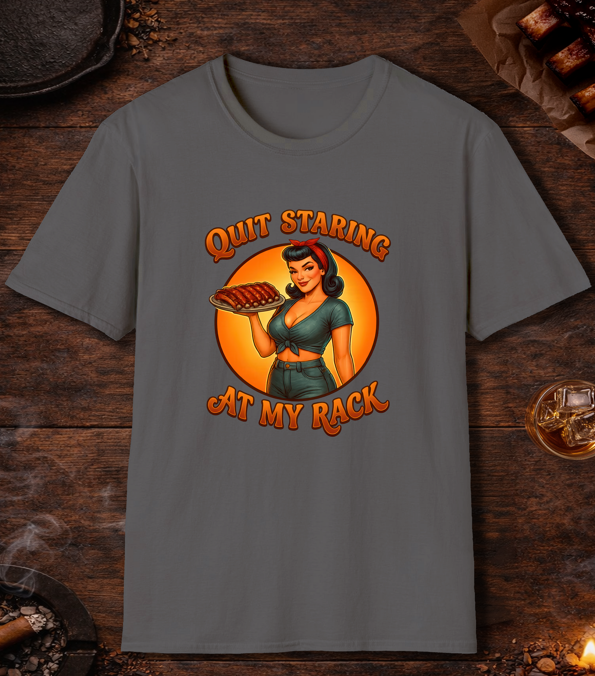Quit Staring At My Rack T-Shirt - Charcoal