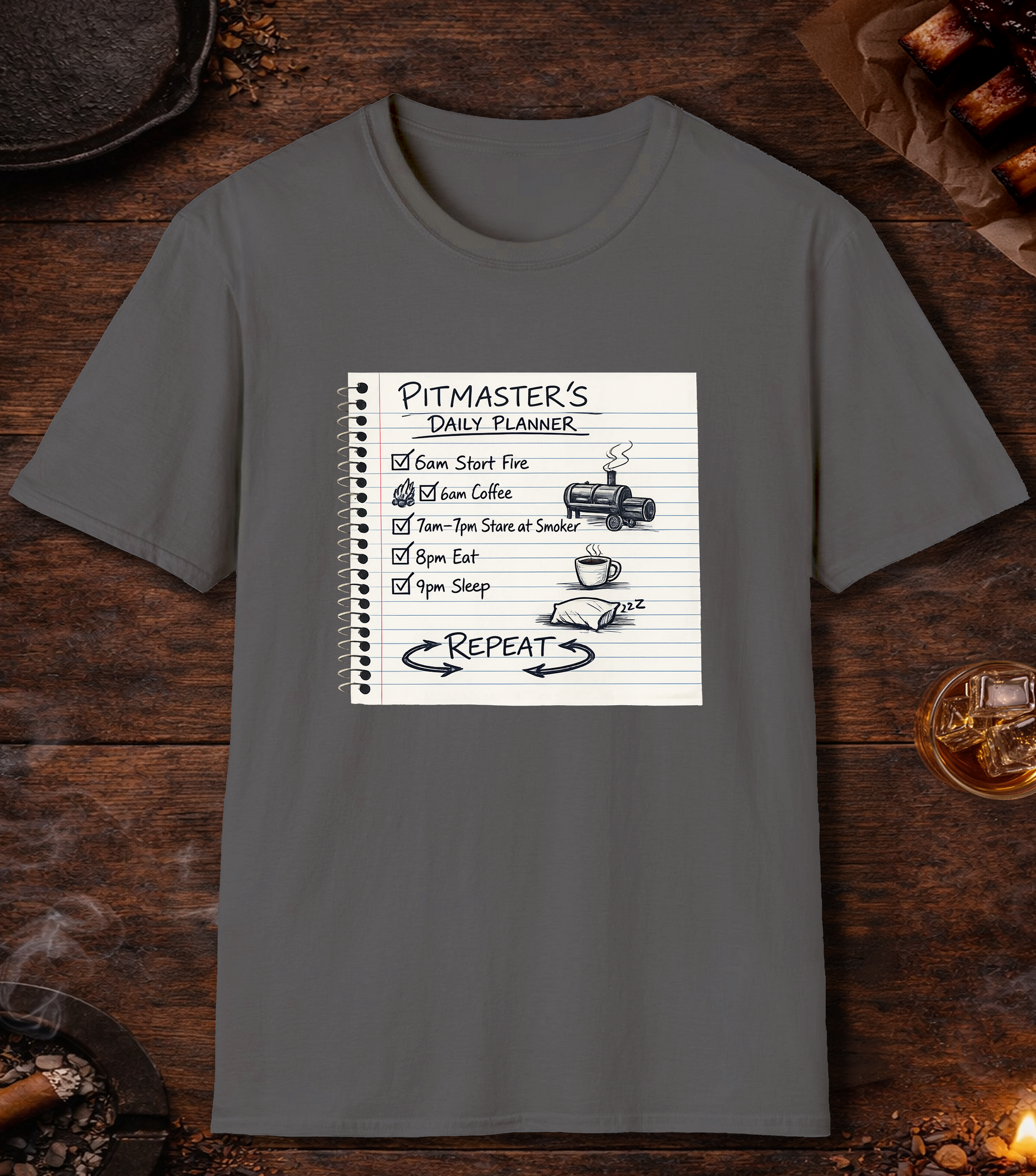 Pitmasters Daily Planner T-Shirt - Charcoal