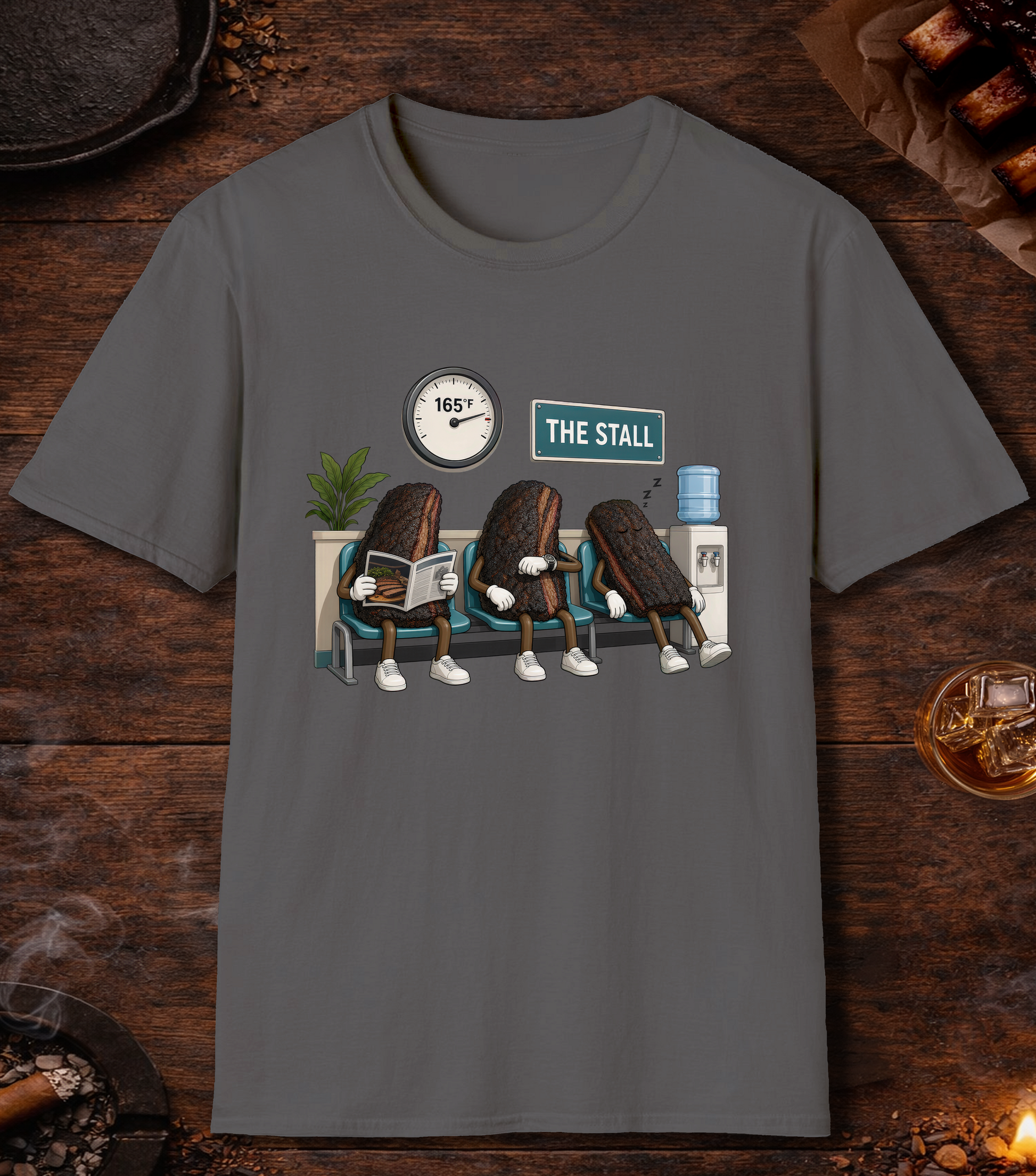 Stall Waiting Room T-Shirt - Charcoal