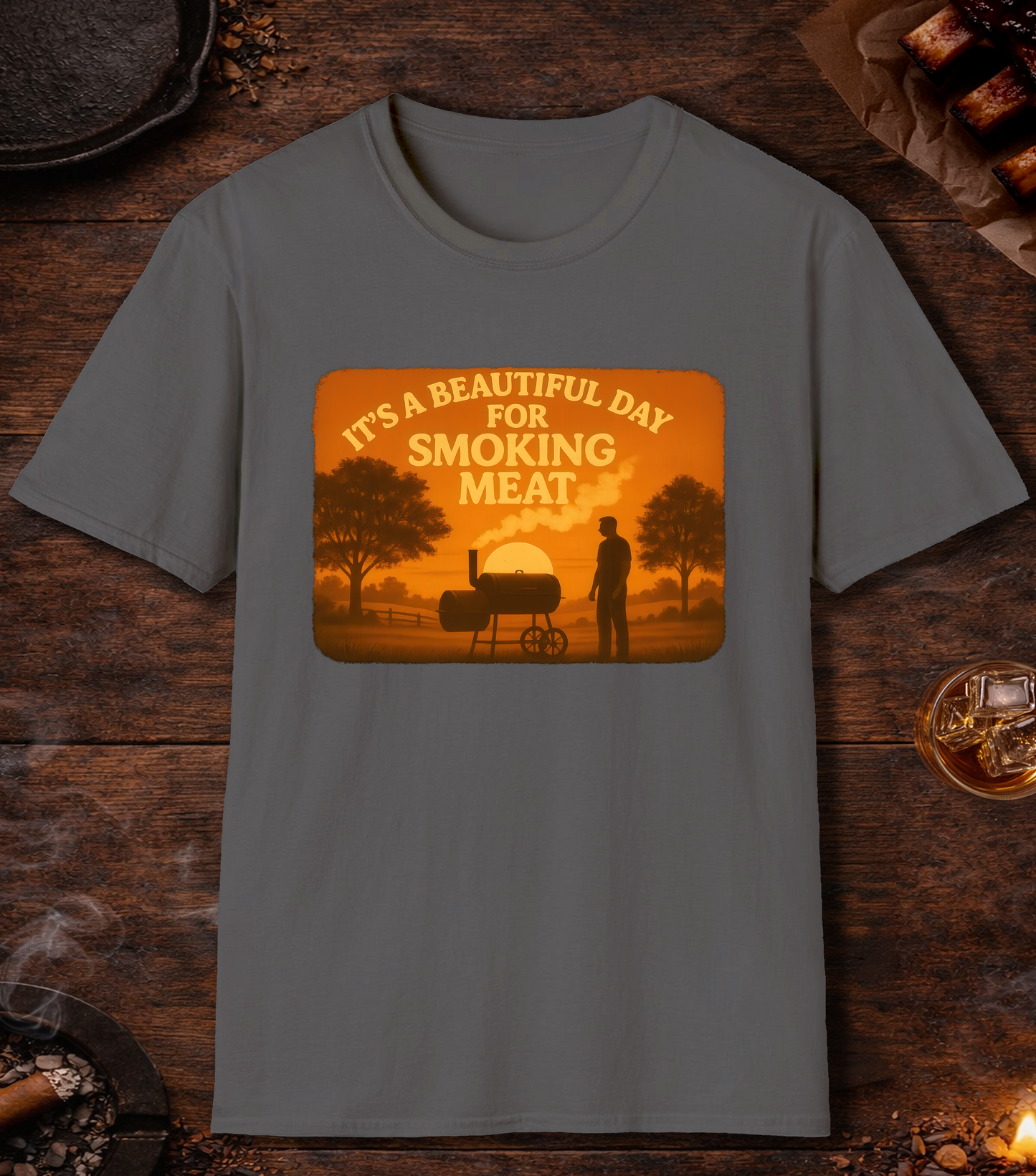 Beautiful Day For Smoking Meat T-Shirt - Charcoal