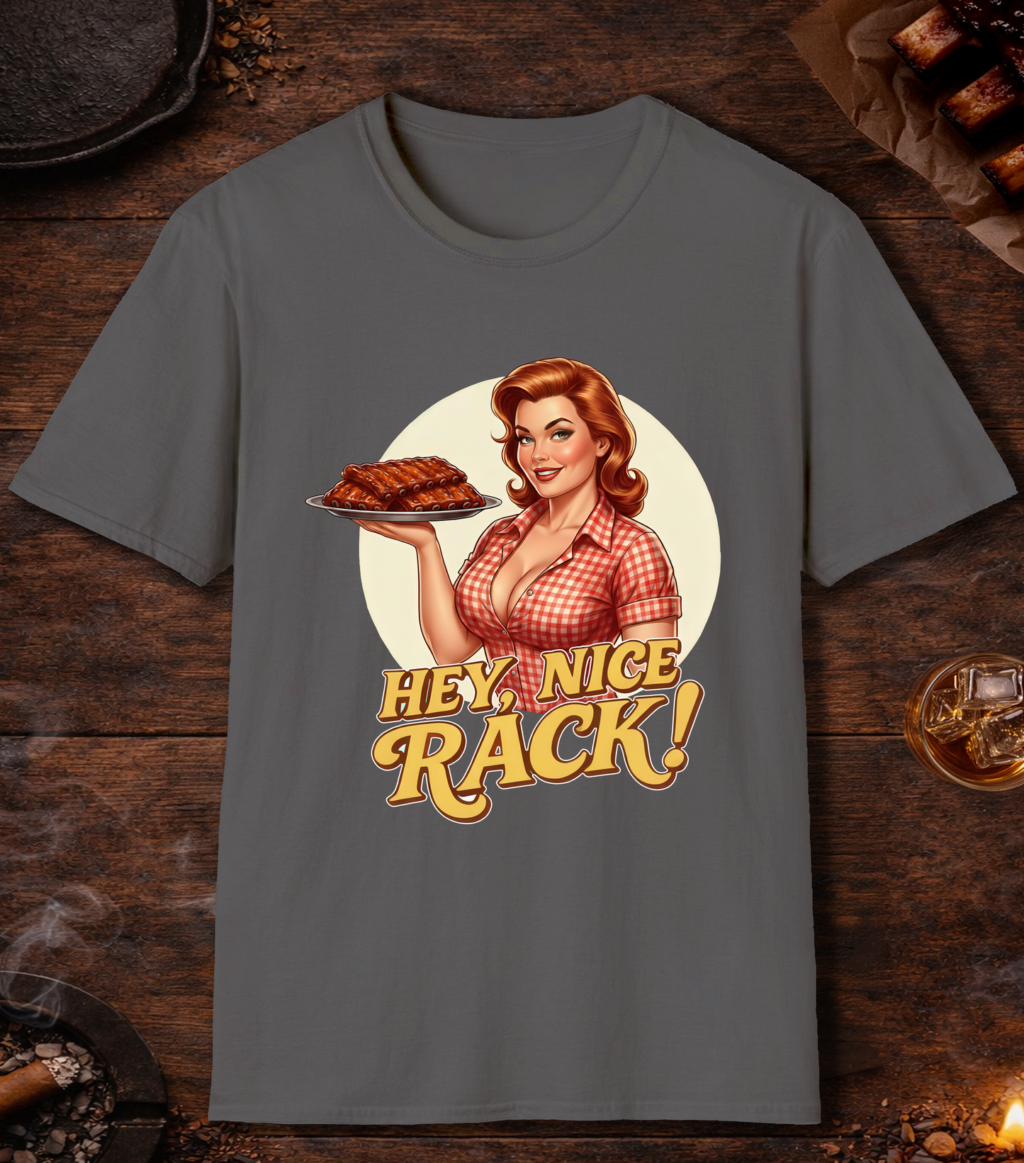 Hey Nice Rack T-Shirt - Charcoal
