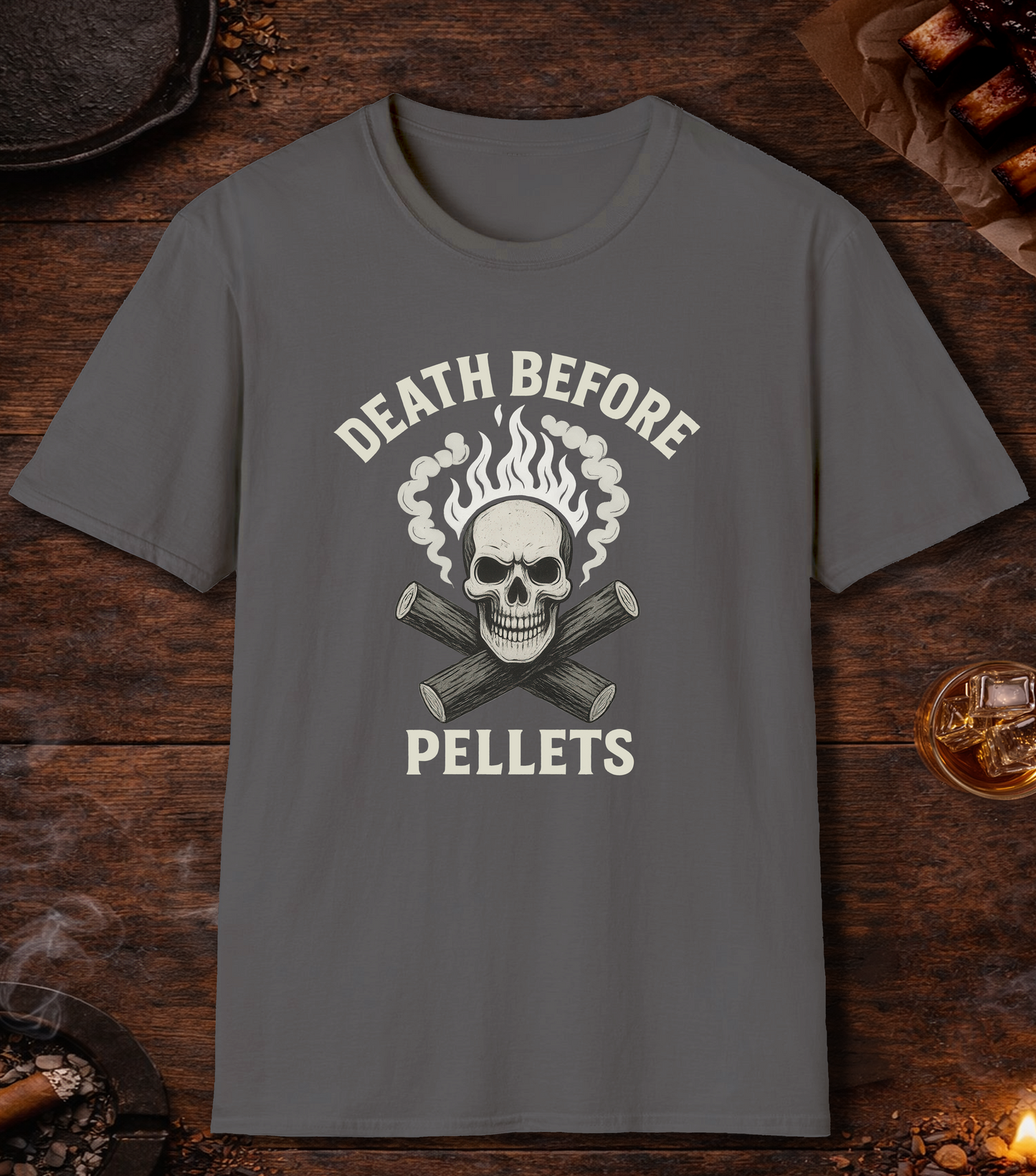 Death Before Pellets White T-Shirt - Charcoal